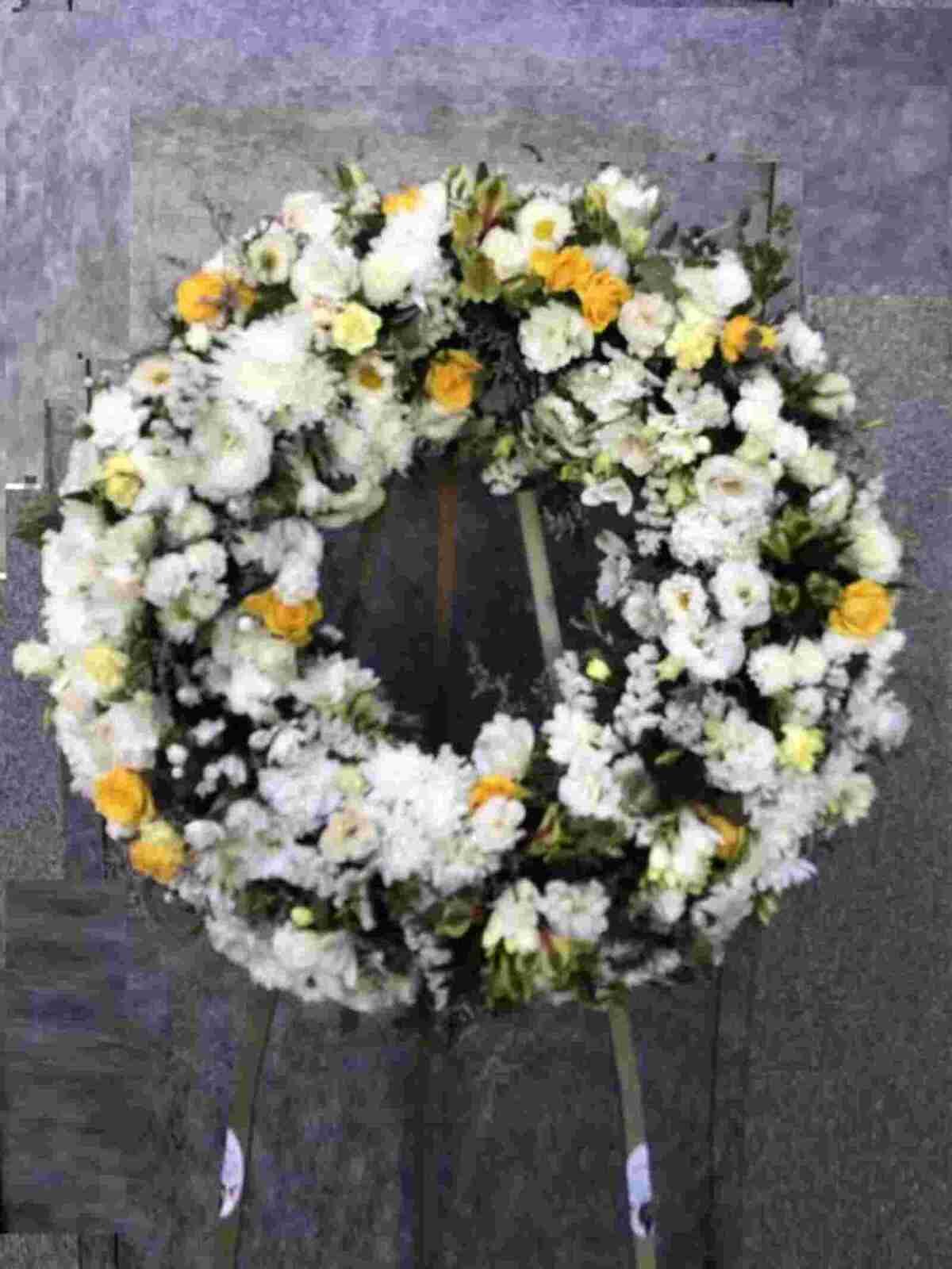 White Yellow Sympathy Wreath