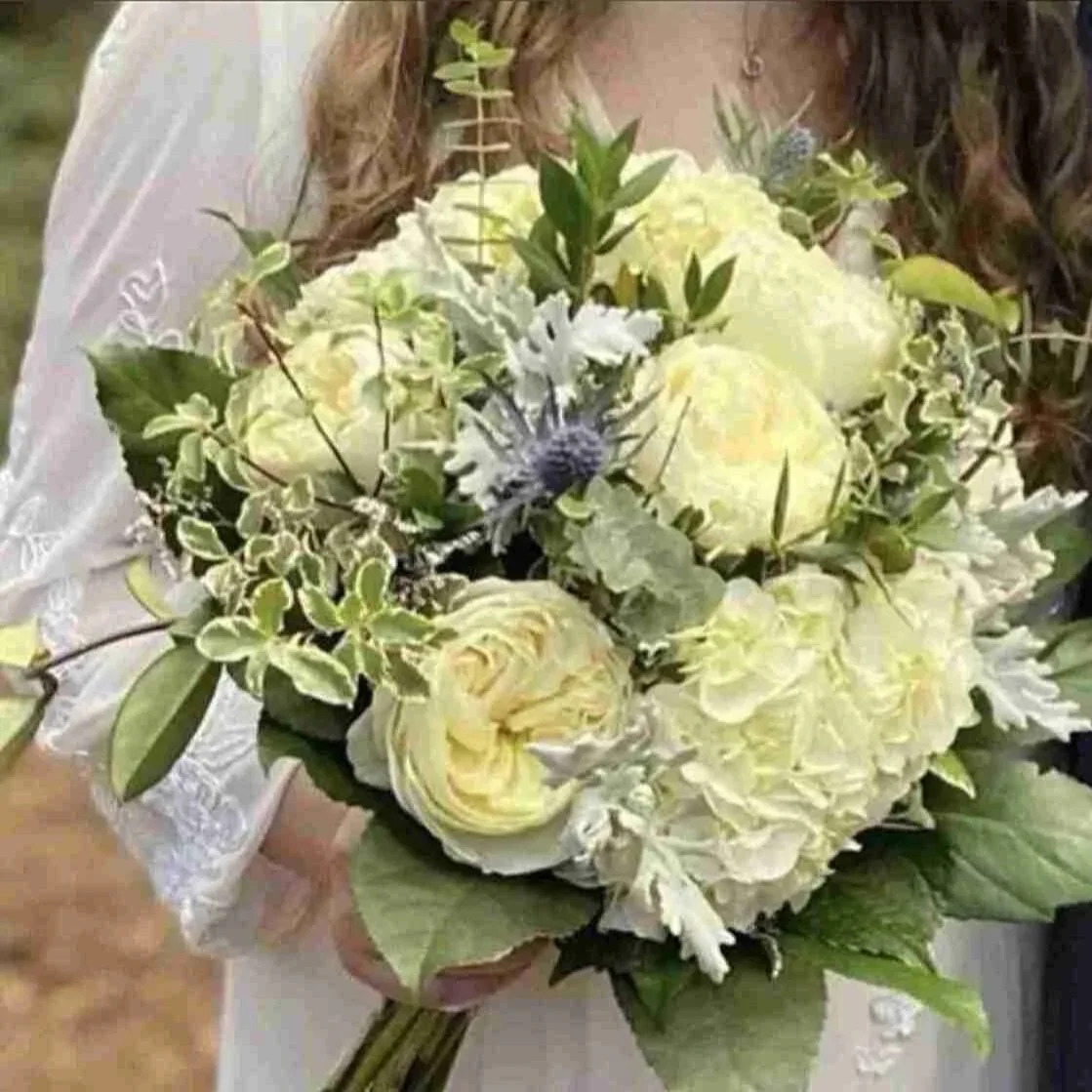 white & green bridal bouquet | Marin Flowers