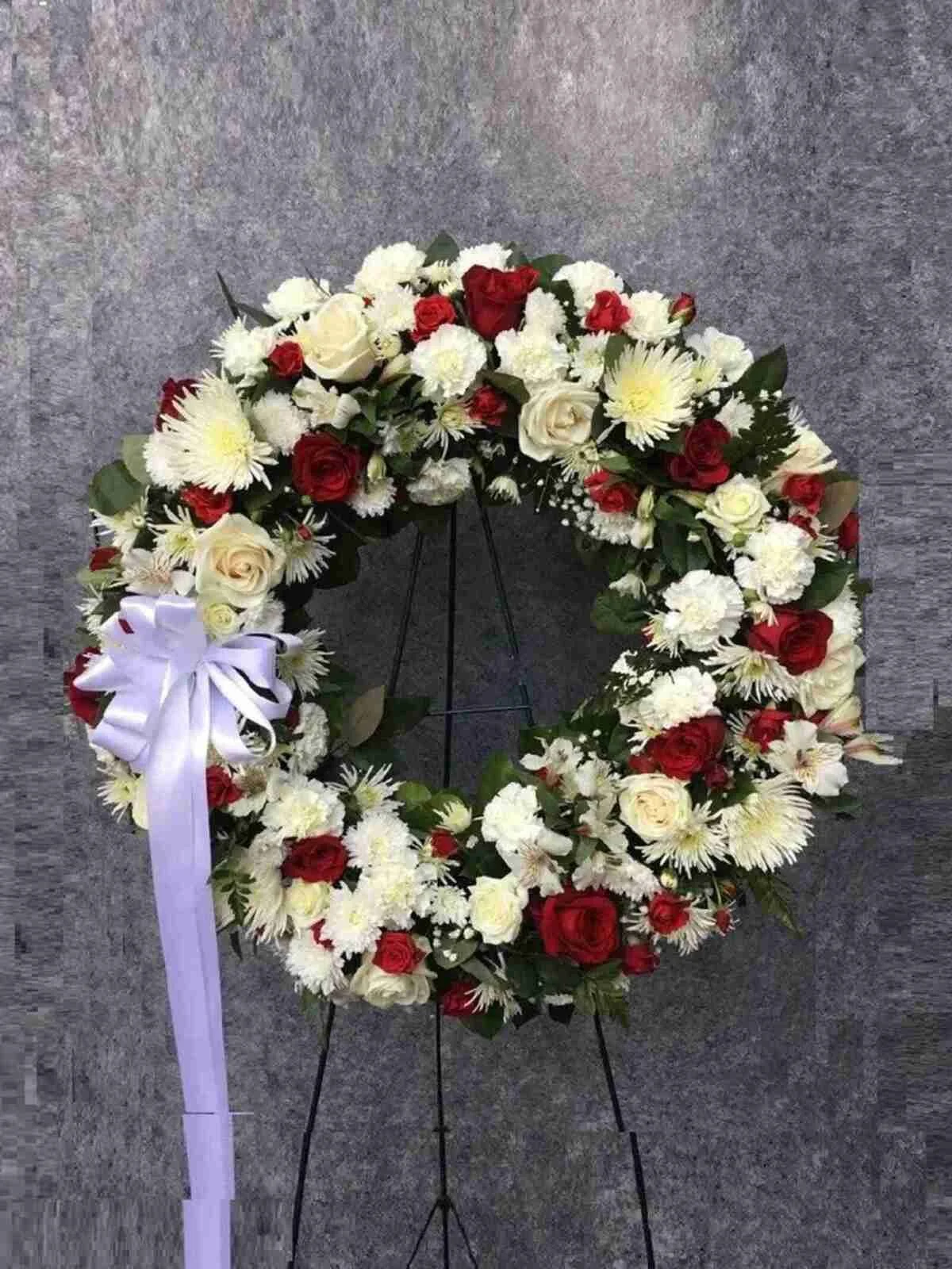 Red and White Sympathy Wreath