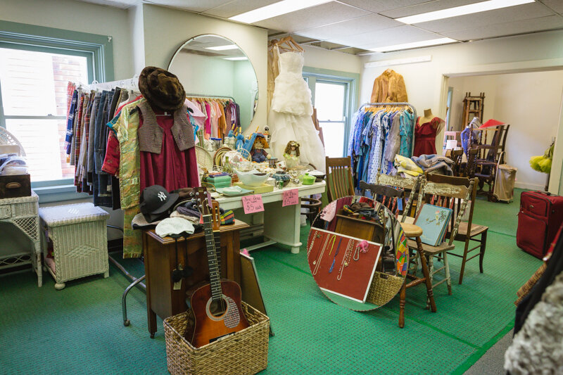 Berry and Nowra op shop and vintage treasure guide, featuring a quirky vintage storefront with sewing machines, handmade displays, retro clothing and colourful street-side details in New South Wales.