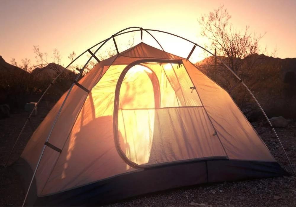 Halligan Bay tents at sunset