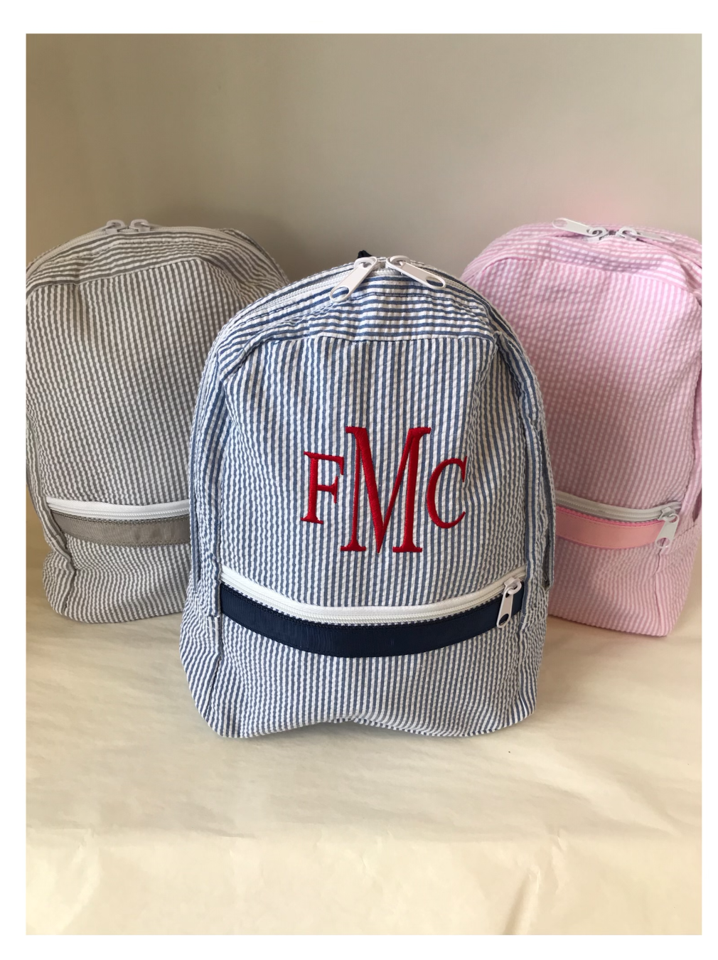 Monogrammed 3-initial Personalized Embroidered Backpack Back 