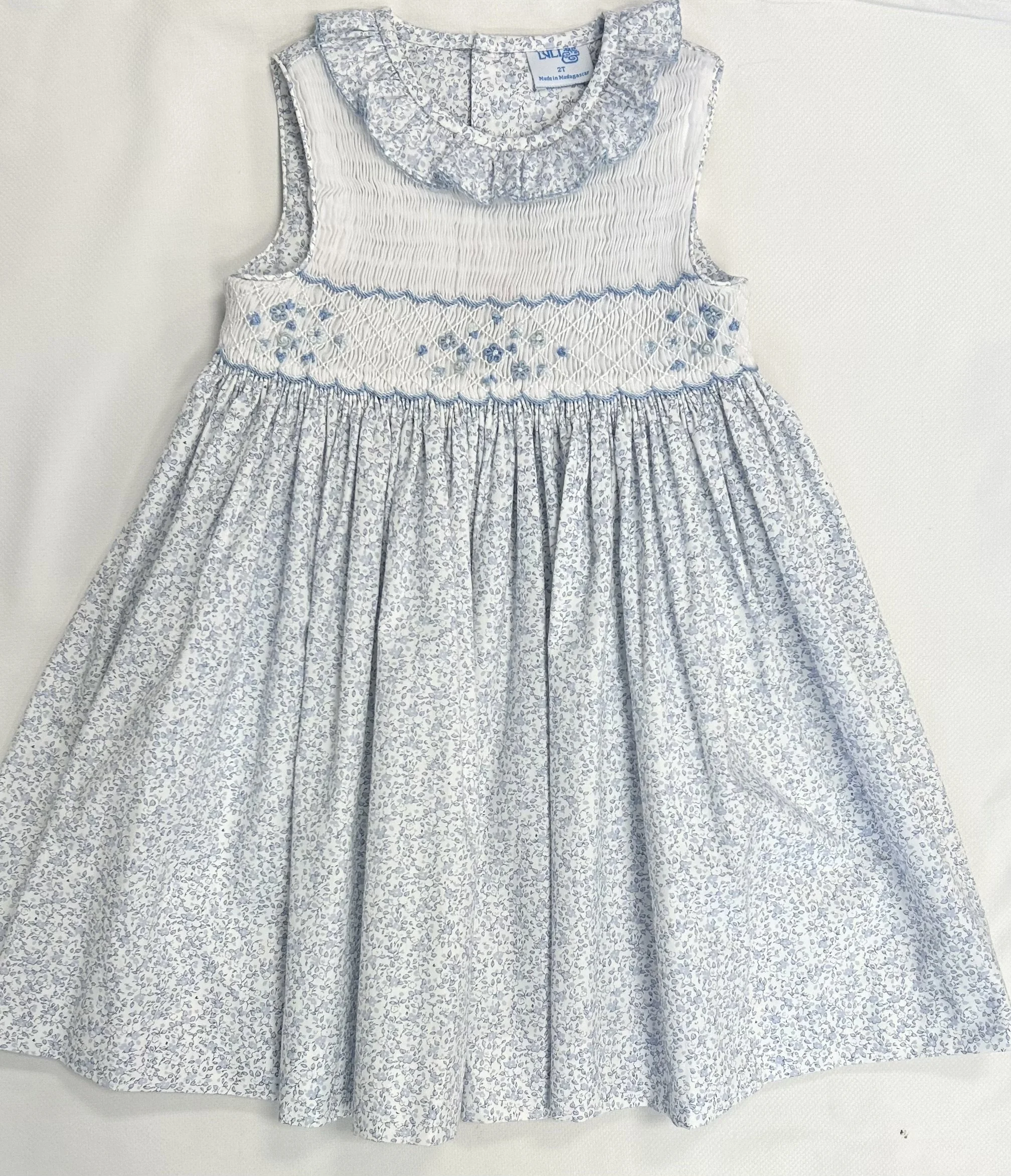 Lulu Bebe Rose Dress with Smocked Crosses main image 1