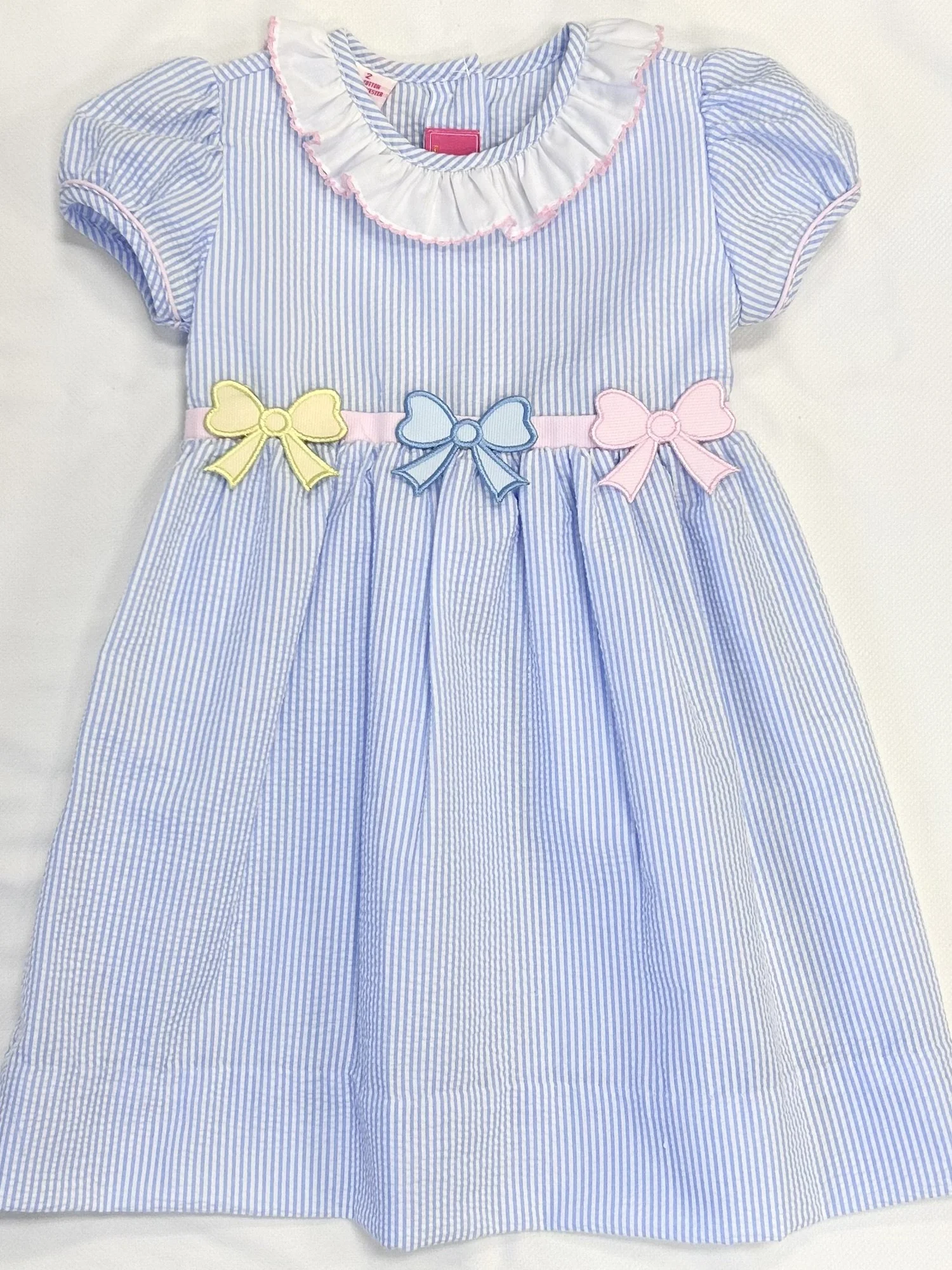 pastel bow dress Lola + The Boys Pastel Ombre Shimmer Bow Dress, 5