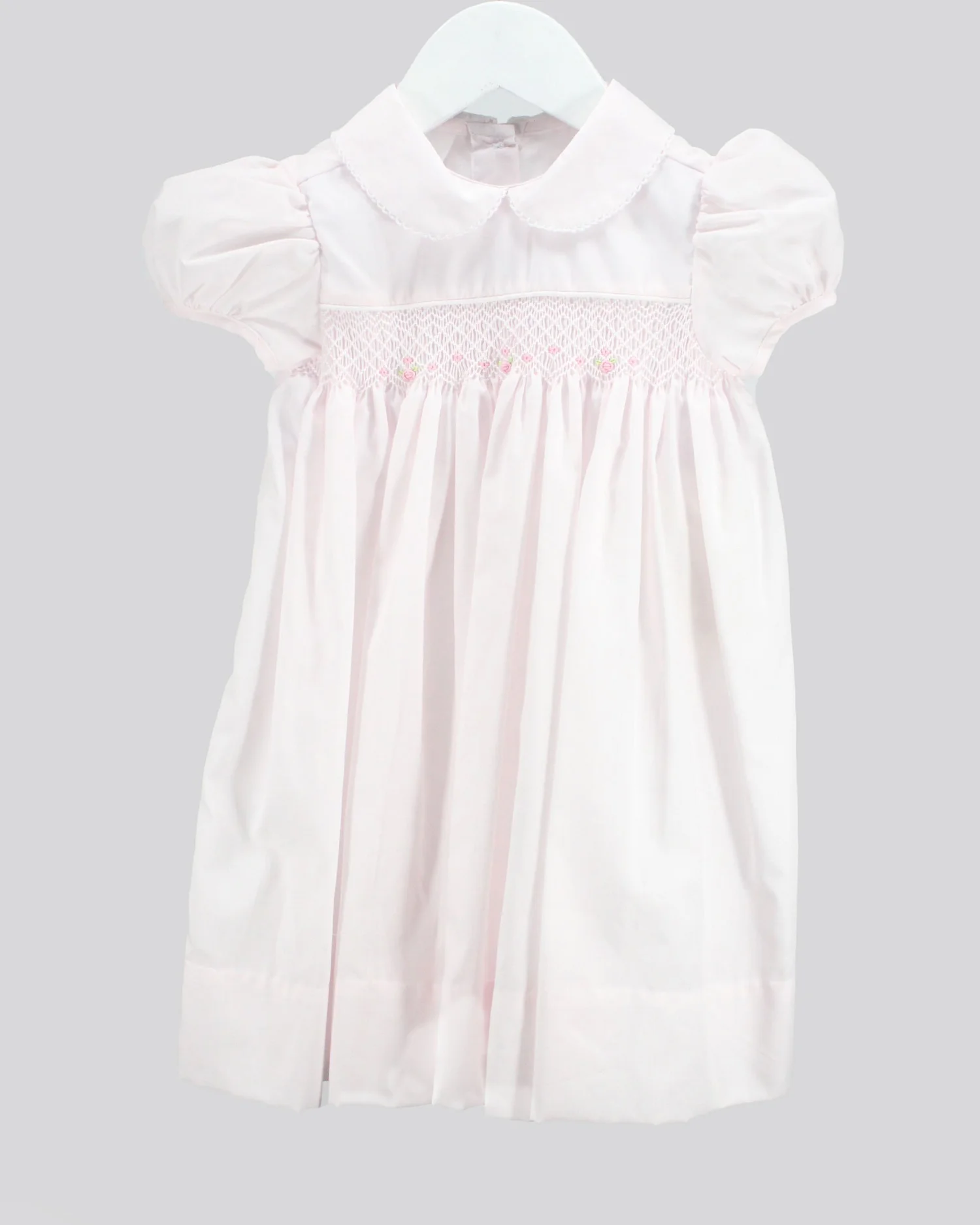 pink and white smock dress Pink Cotton Poplin Open Neck Smock Dress