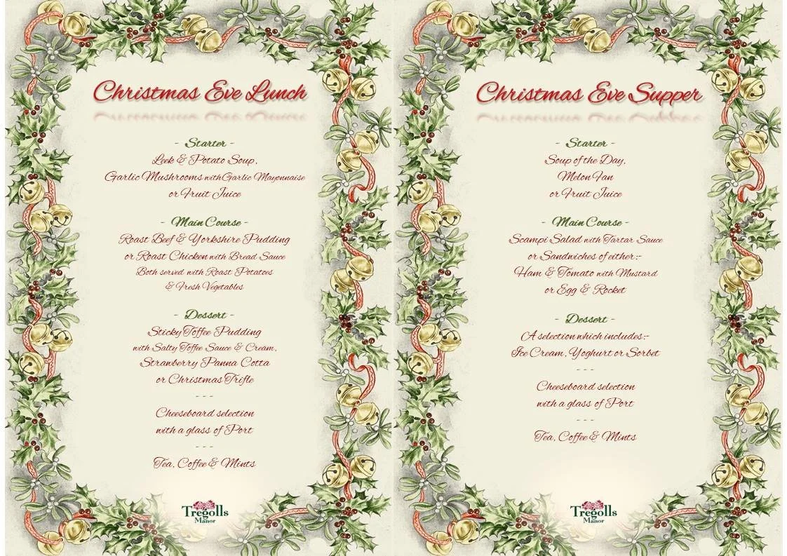 Christmas Eve Lunch &amp; Supper Menus