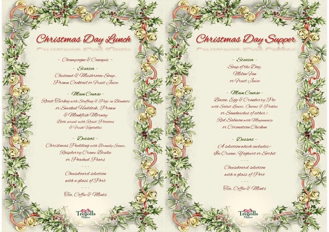 Christmas Day Lunch &amp; Supper Menus