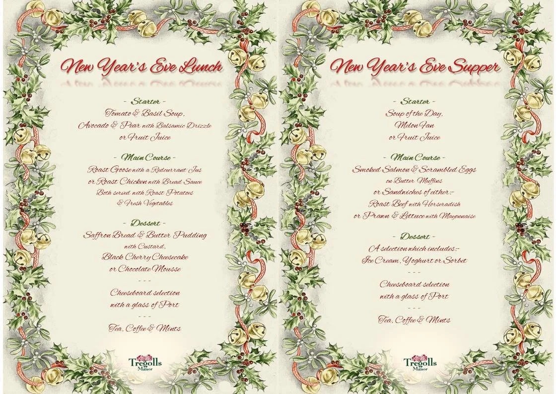 New Year's Eve Lunch &amp; Supper Menus