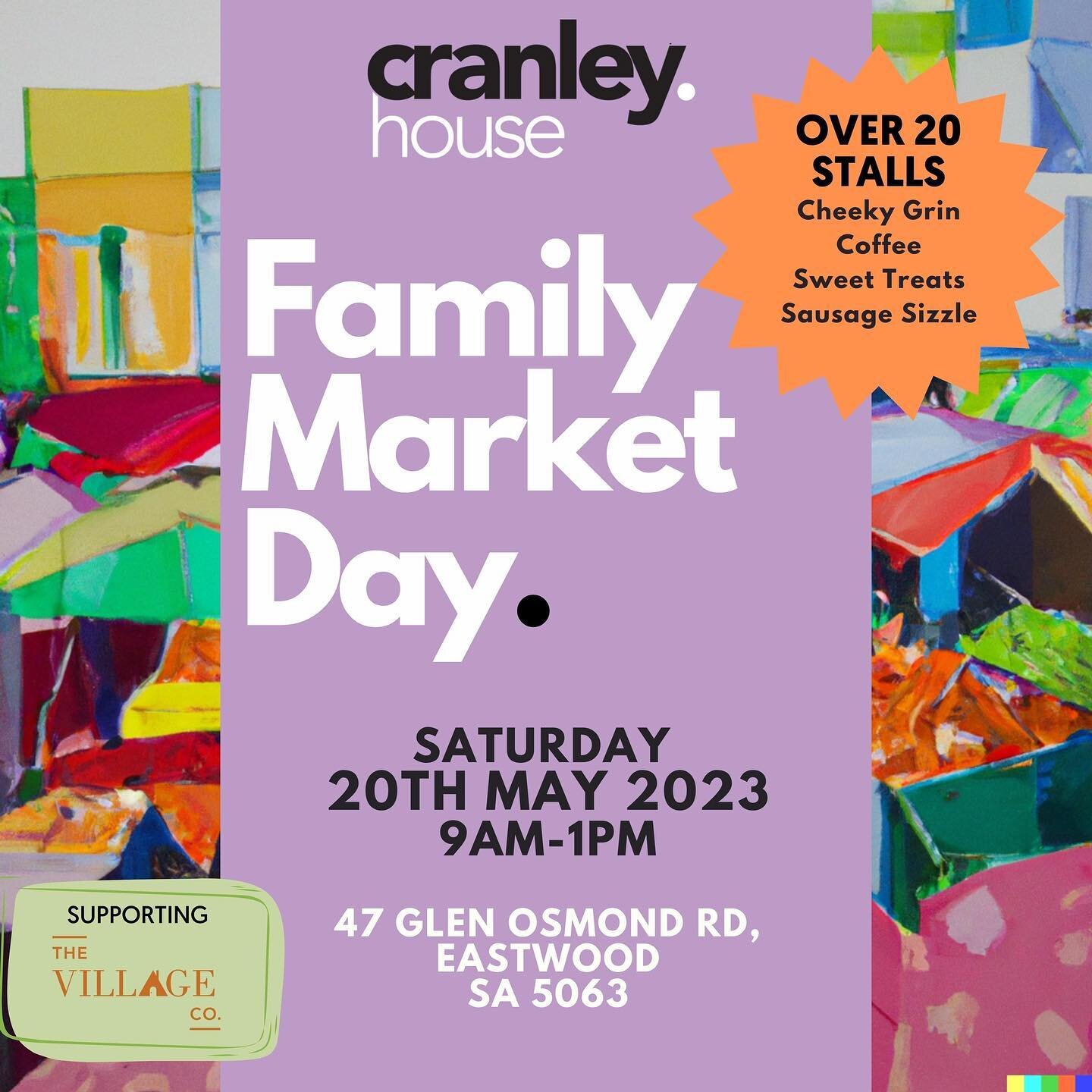 Come along to the Family Market Day at Cranley House, over 20 stalls including coffee, sweets and a sausage sizzle.