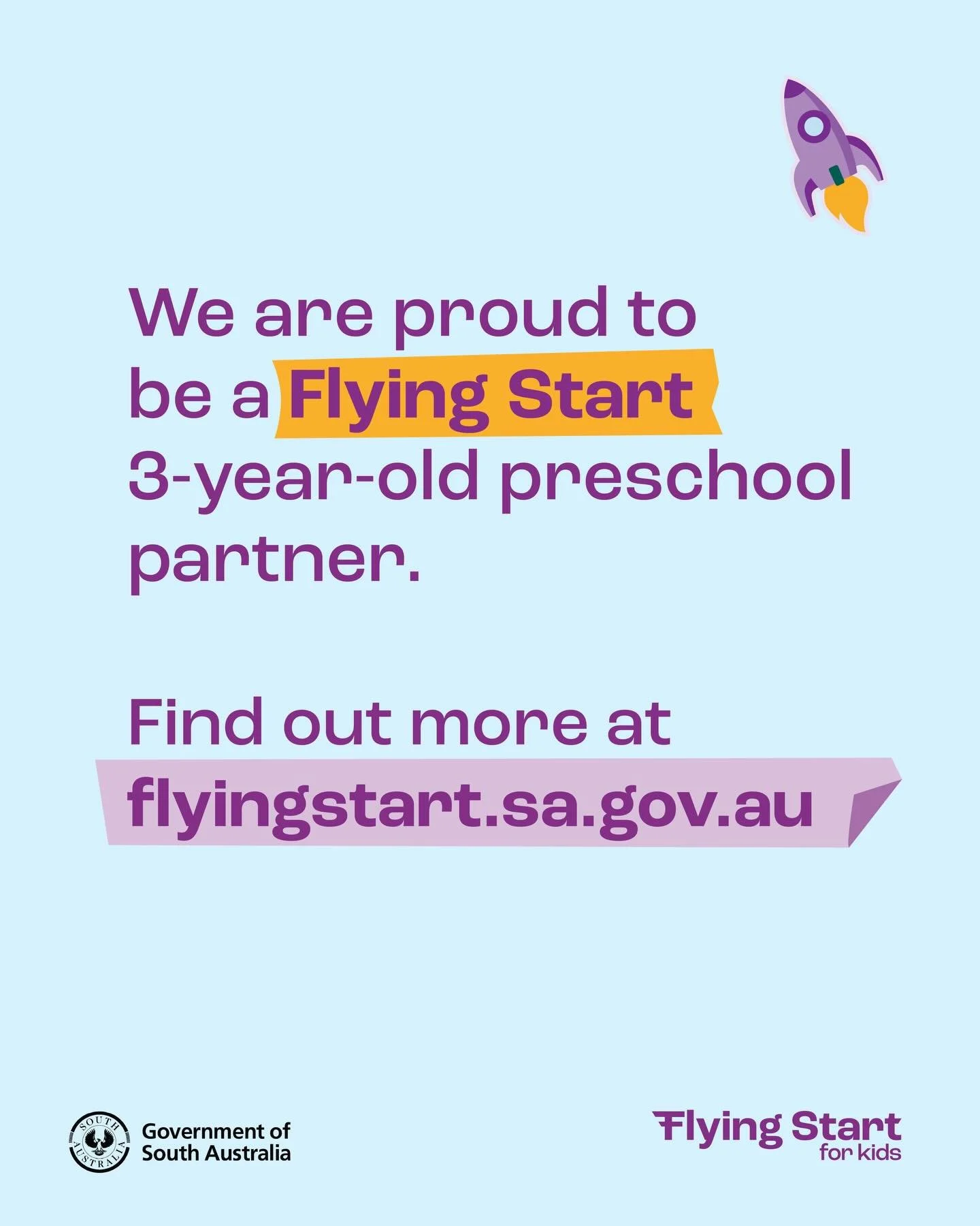 Exciting News for Families! 🚀

We are delighted to announce that our Ashgrove, Cranley, and Wanslea Preschools have joined the South Australian Government&rsquo;s Flying Start Preschool Program for three year old children.

These centres join Wendy&