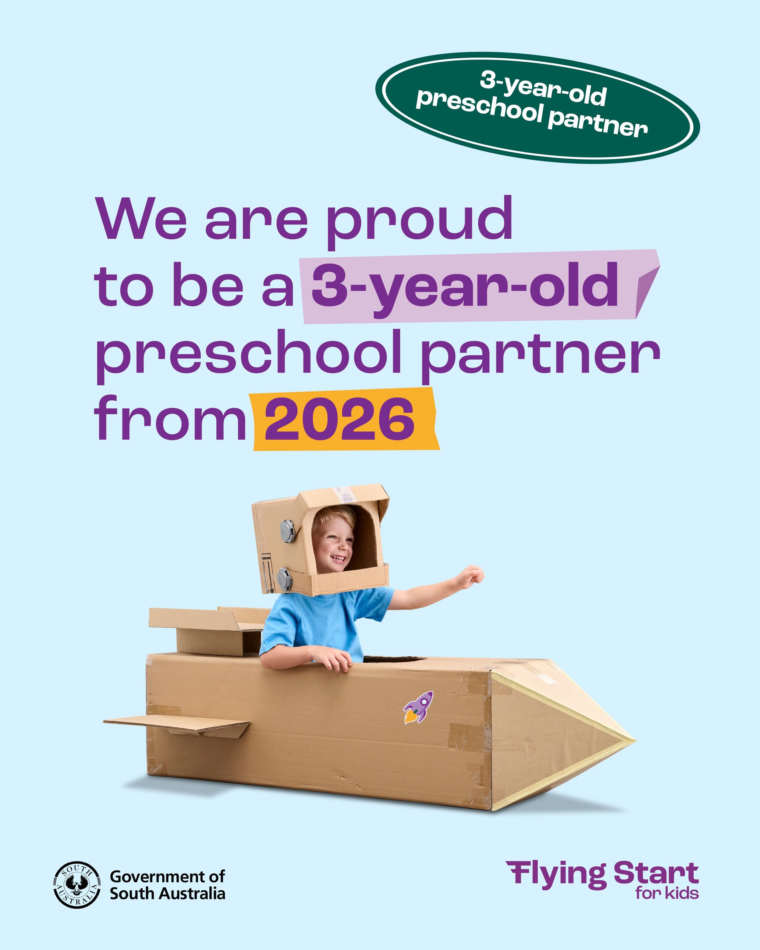 Exciting News for Families! 🚀

We are delighted to announce that our Ashgrove, Cranley, and Wanslea Preschools have joined the South Australian Government&rsquo;s Flying Start Preschool Program for three year old children.

These centres join Wendy&