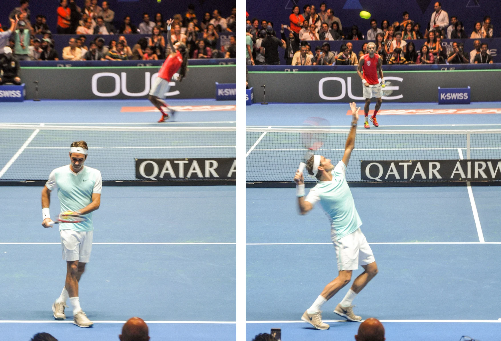 Roger Federer warming up. JUST LOOK AT THAT FORM!