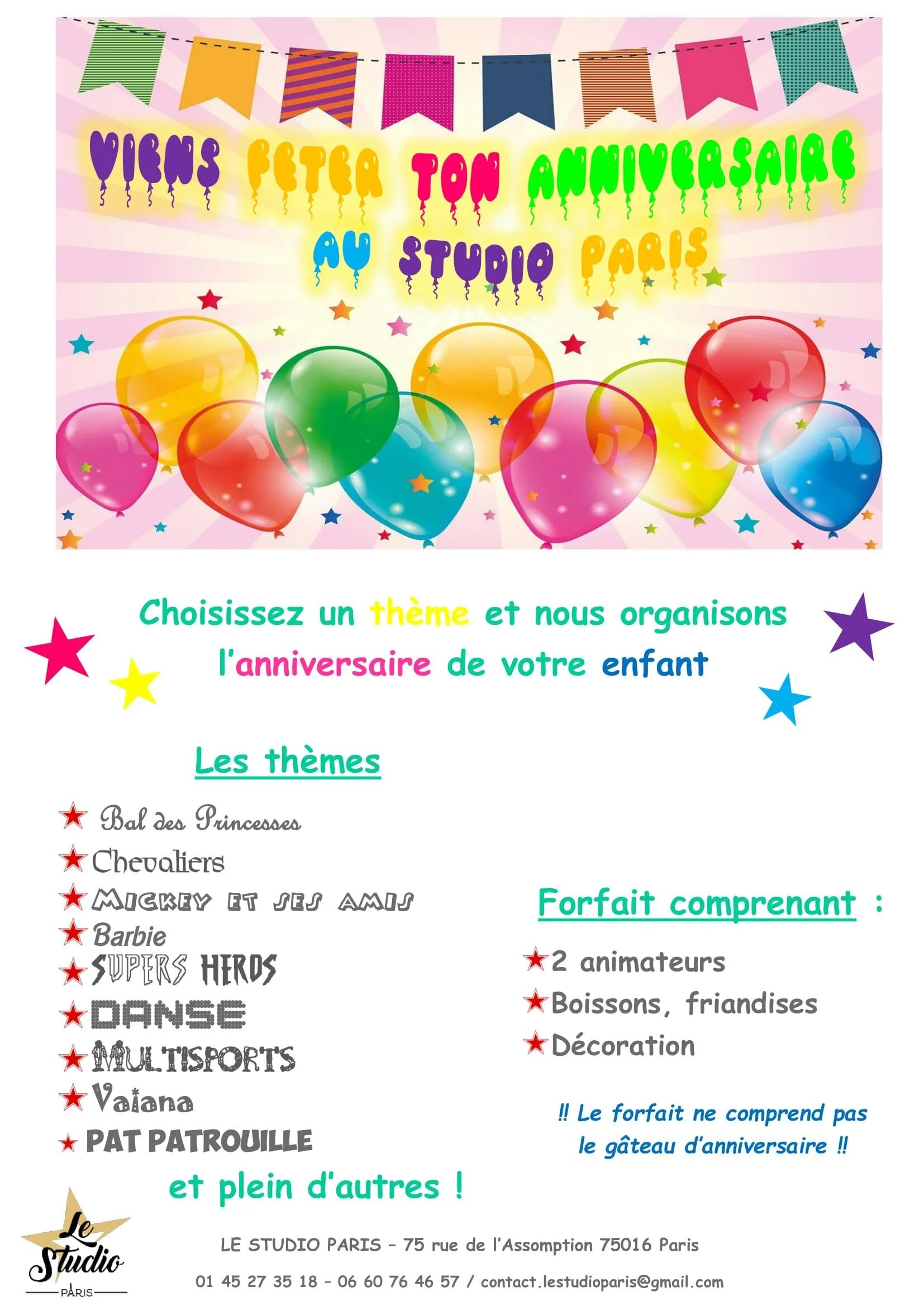 Viens fêter ton anniversaire au Studio Paris !