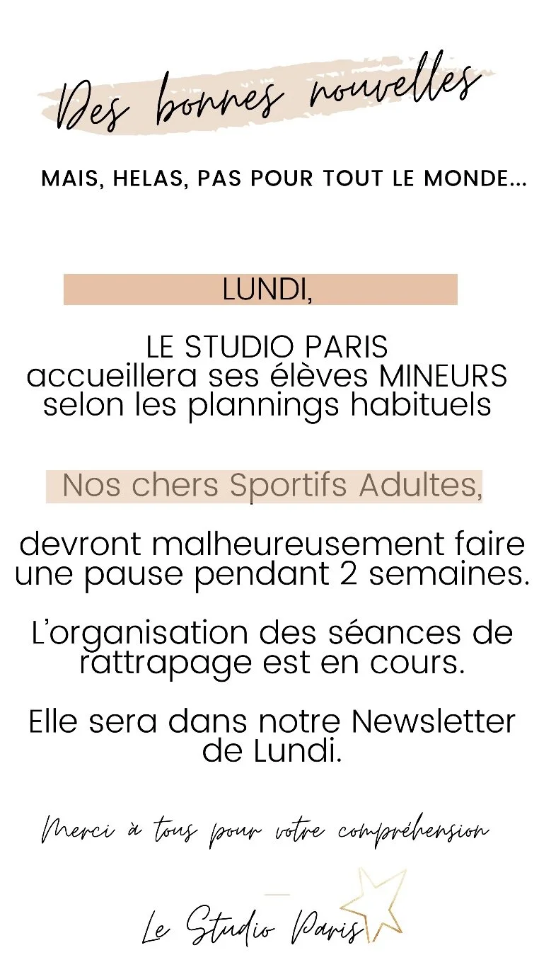 LE STUDIO PARIS à partir du 28/09/2020