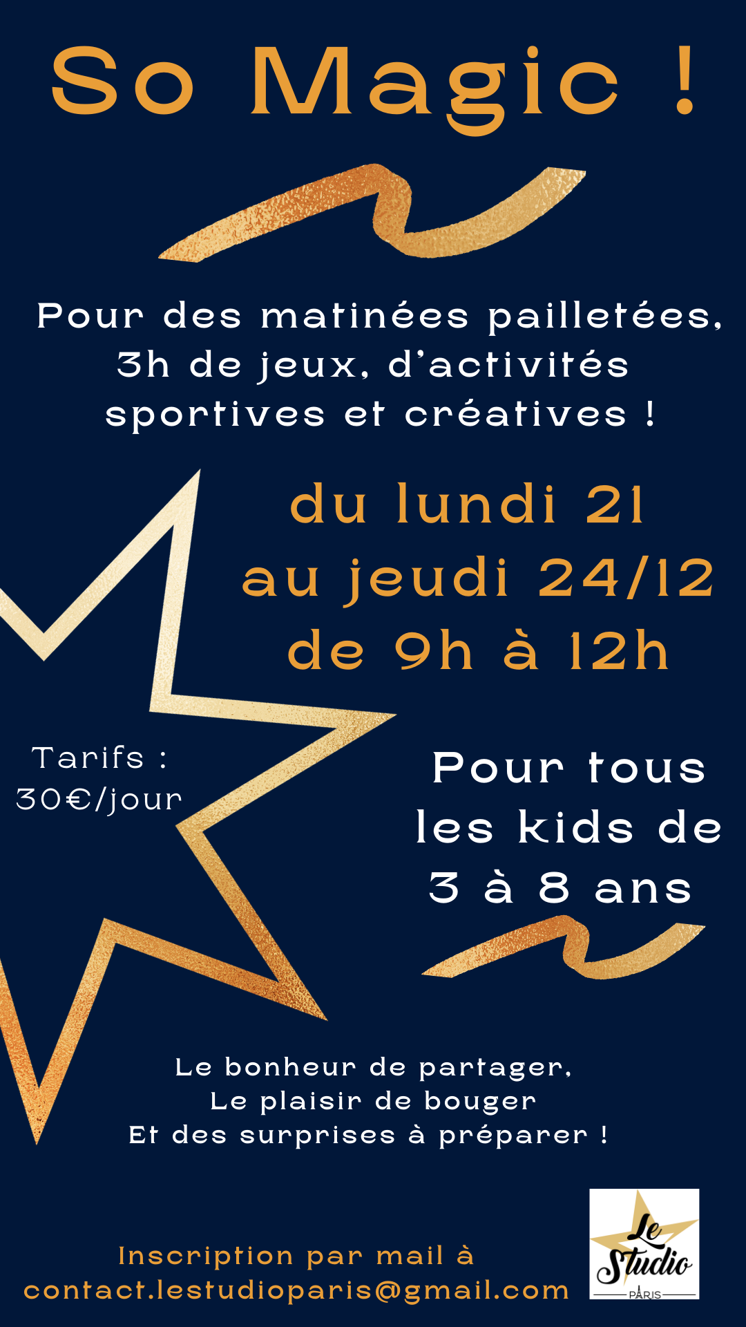 Stage de Noël 2020, les inscriptions sont ouvertes !