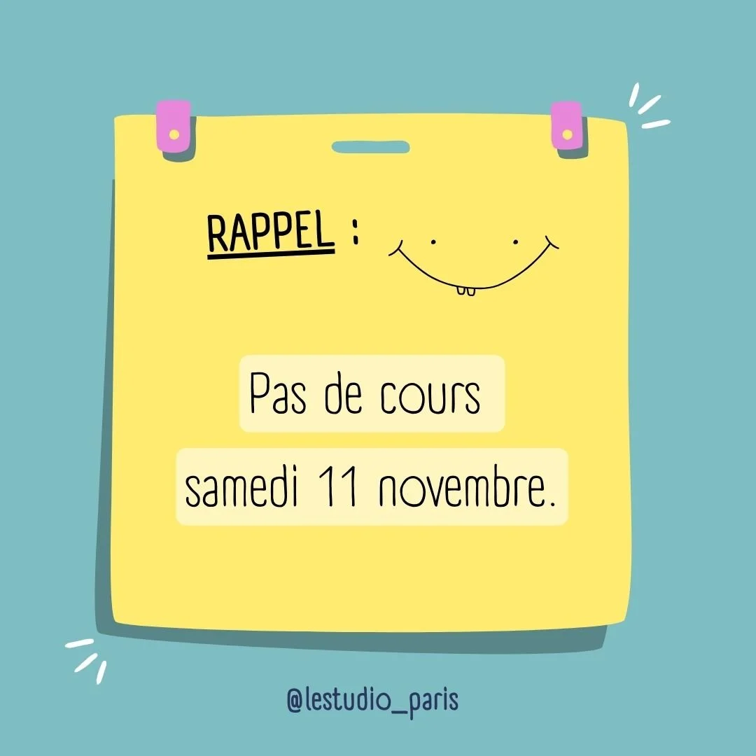 Samedi 11 Novembre, le Studio est fermé