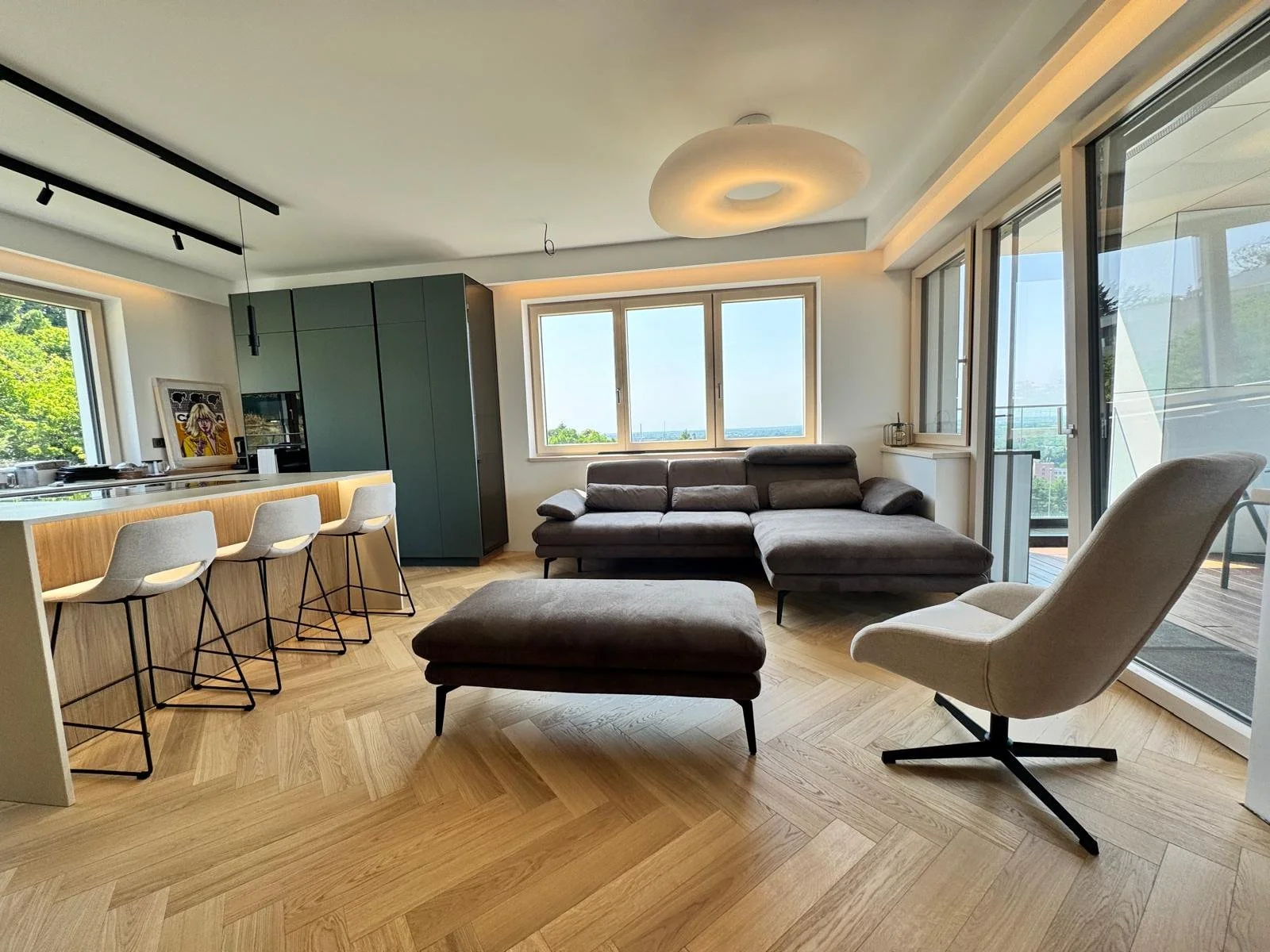 Living room and kitchen. Apartment 3NP
