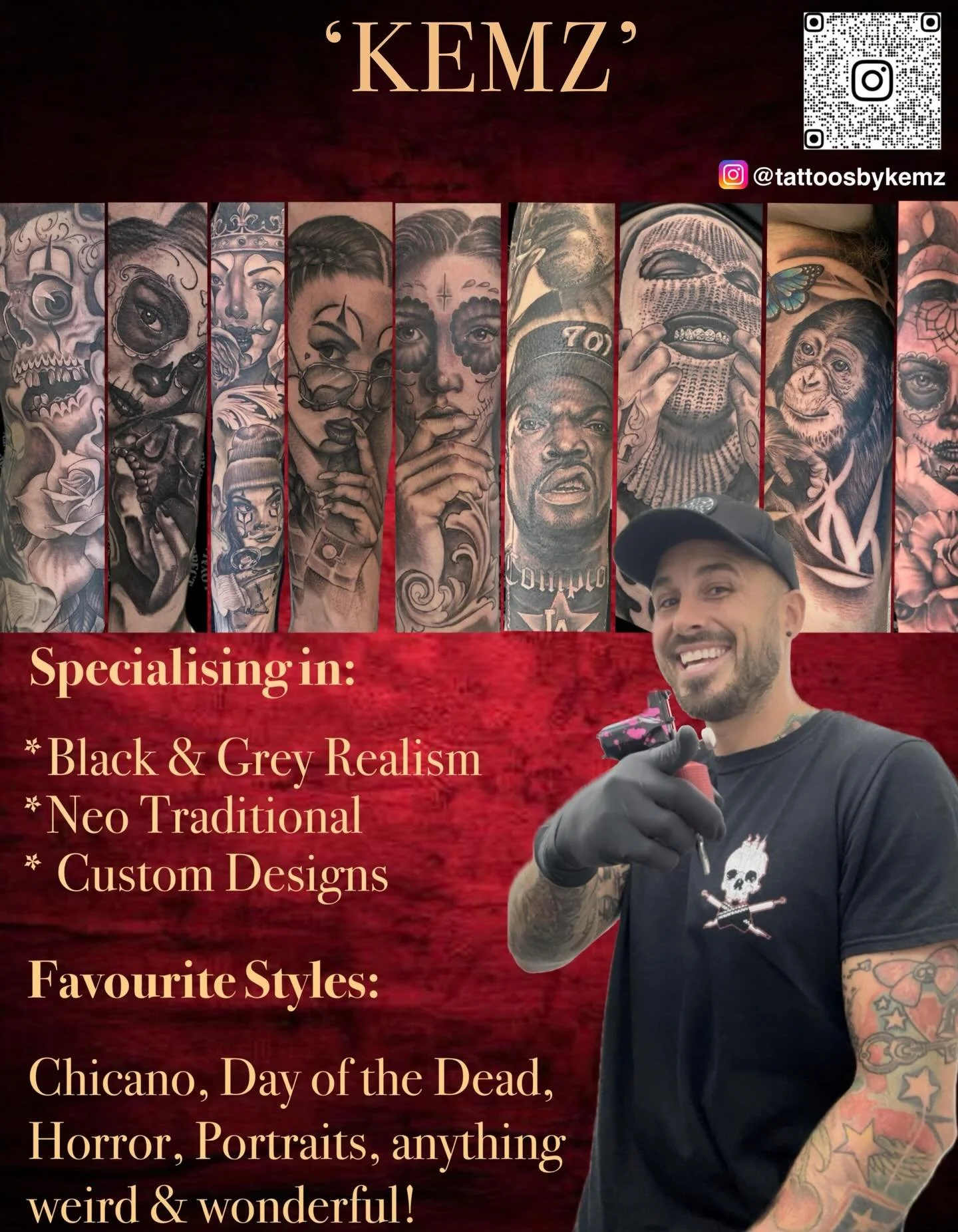 Hey everyone &mdash; I&rsquo;m Kemz, resident tattoo artist at ManCave Ink Folkestone. Based at 102 Sandgate Road, I bring years of experience and a global artistic journey right here to Folkestone. 

🖤 My Journey &amp; Passions
	&bull;	I&rsquo;m an