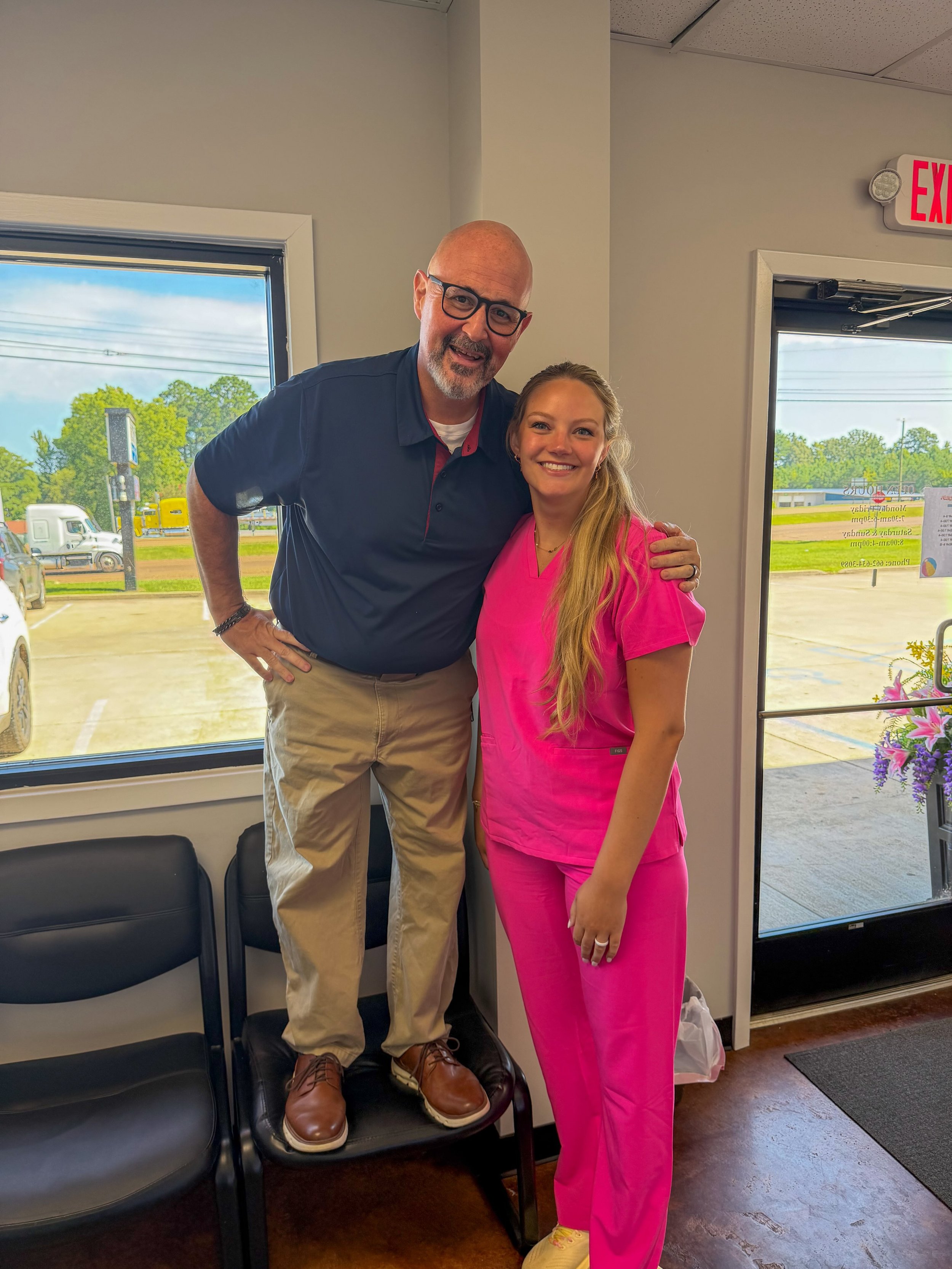 Training Day in Mathiston! 😂🩺

When your new NP is ready to learn everything she can&hellip; but she&rsquo;s already got Robert Myers looking up to her! 😂
Apparently today&rsquo;s training includes clinical skills, patient care, AND a lesson in pr