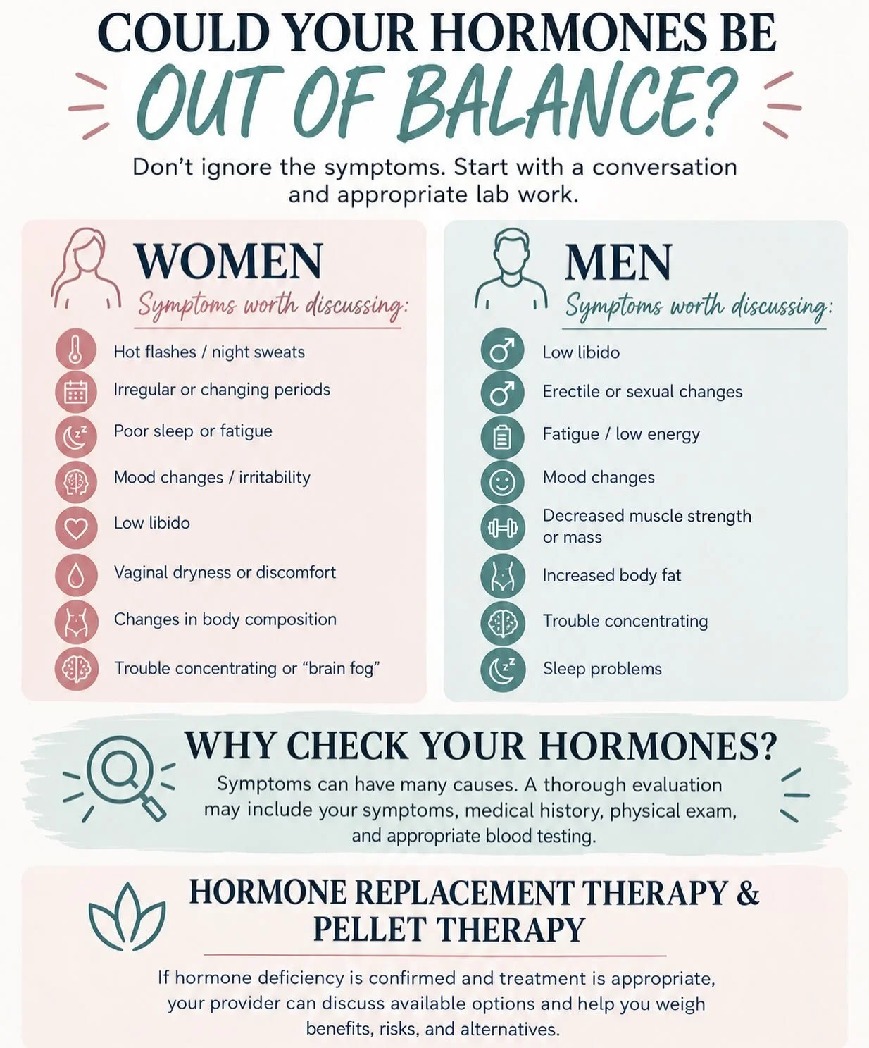 Feeling like you just haven&rsquo;t felt like yourself lately? 🤍

Fatigue, low energy, mood changes, poor sleep, low libido, brain fog, or changes in your body can sometimes be signs that your hormones may need a closer look.
✨ Don&rsquo;t ignore ho
