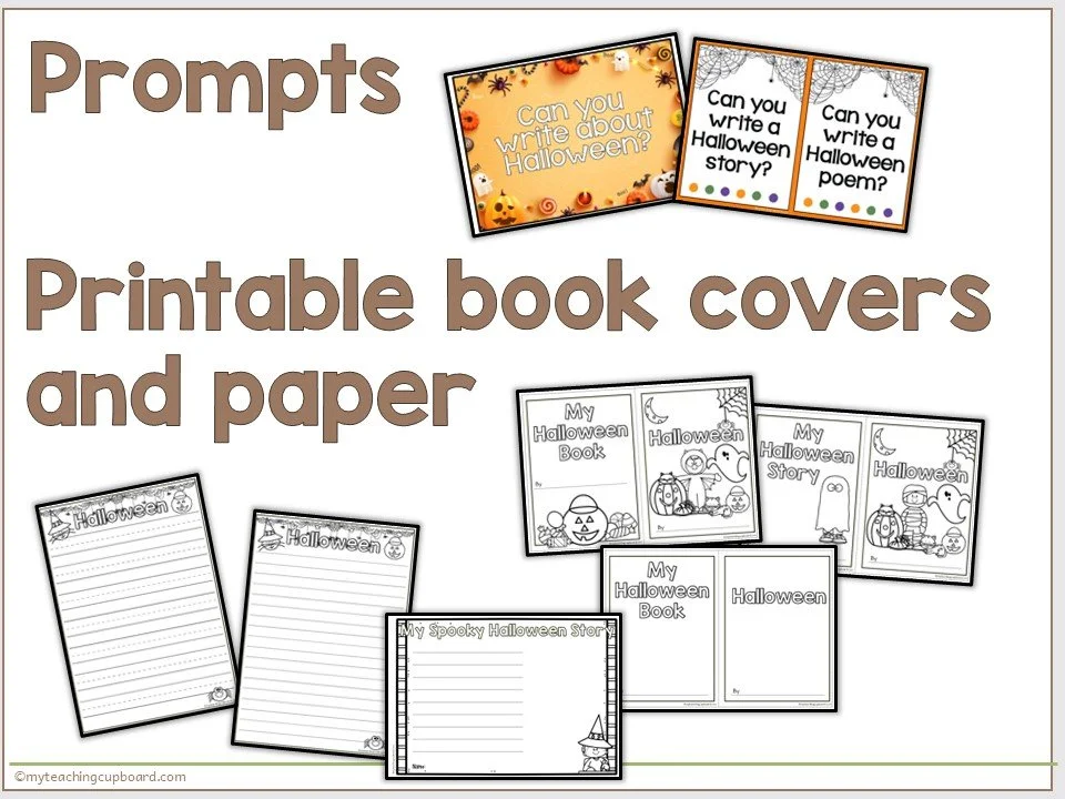 Free Halloween Writing Prompts for Kindergarten — My Teaching Cupboard for Free Printable Halloween Writing Paper