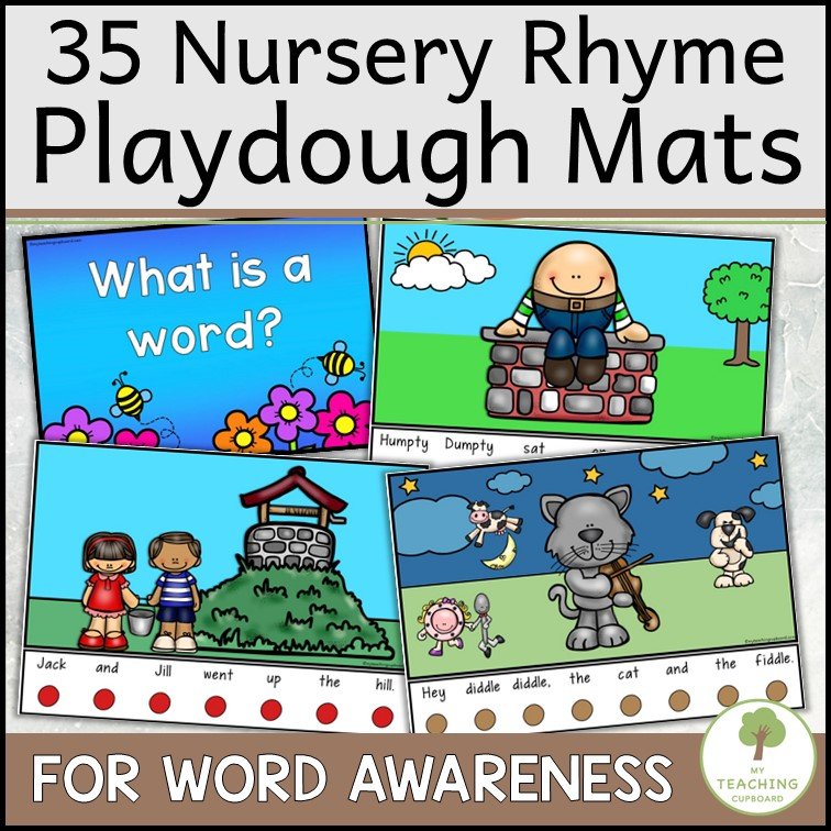 Word Awareness Play Dough Mats - Nursery Rhyme Theme