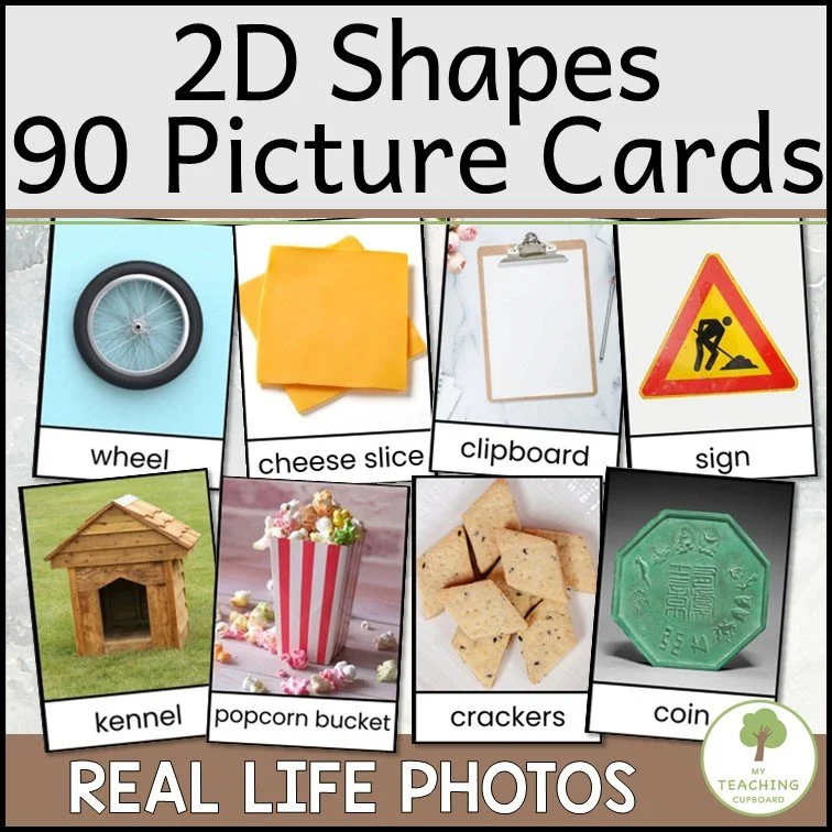2D Shape Picture Cards with Real Life Pictures for Picture Sorts