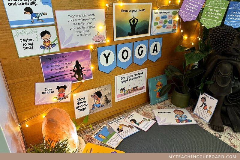 classroom yoga area to create a calm and peaceful learning environment