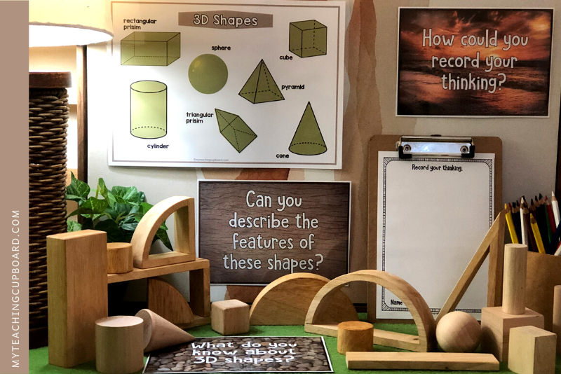 learning invitation for shapes in a kindergarten classroom