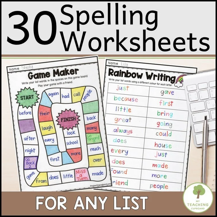 30 Worksheets for Spelling Practice