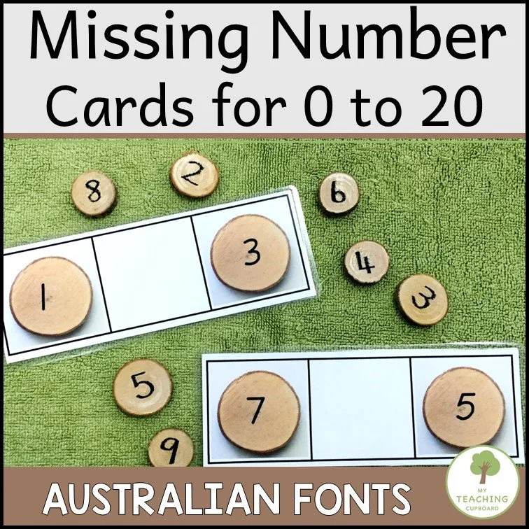 Missing Number Cards on Natural Wood Slices