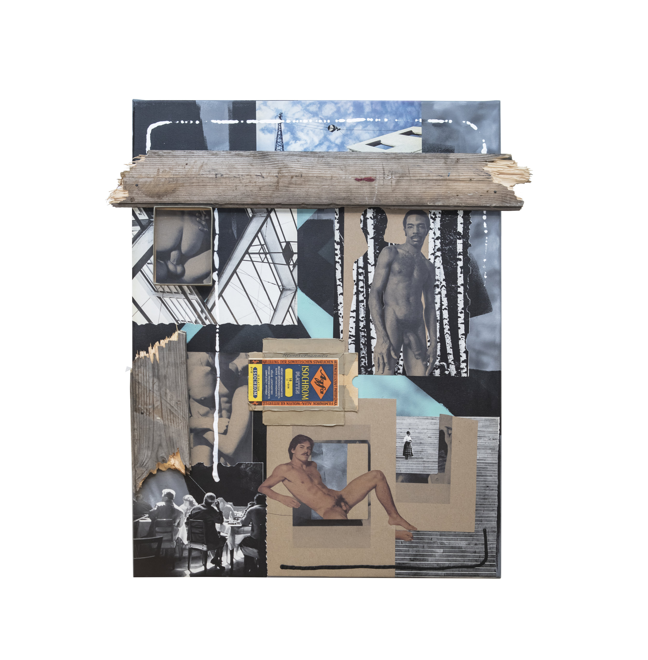   “In my mind…(02)”  - assemblage, paper collage, spray paint, acrylic paint, wood on canvas, signed and titled on the back (2018) [66x80cm]  