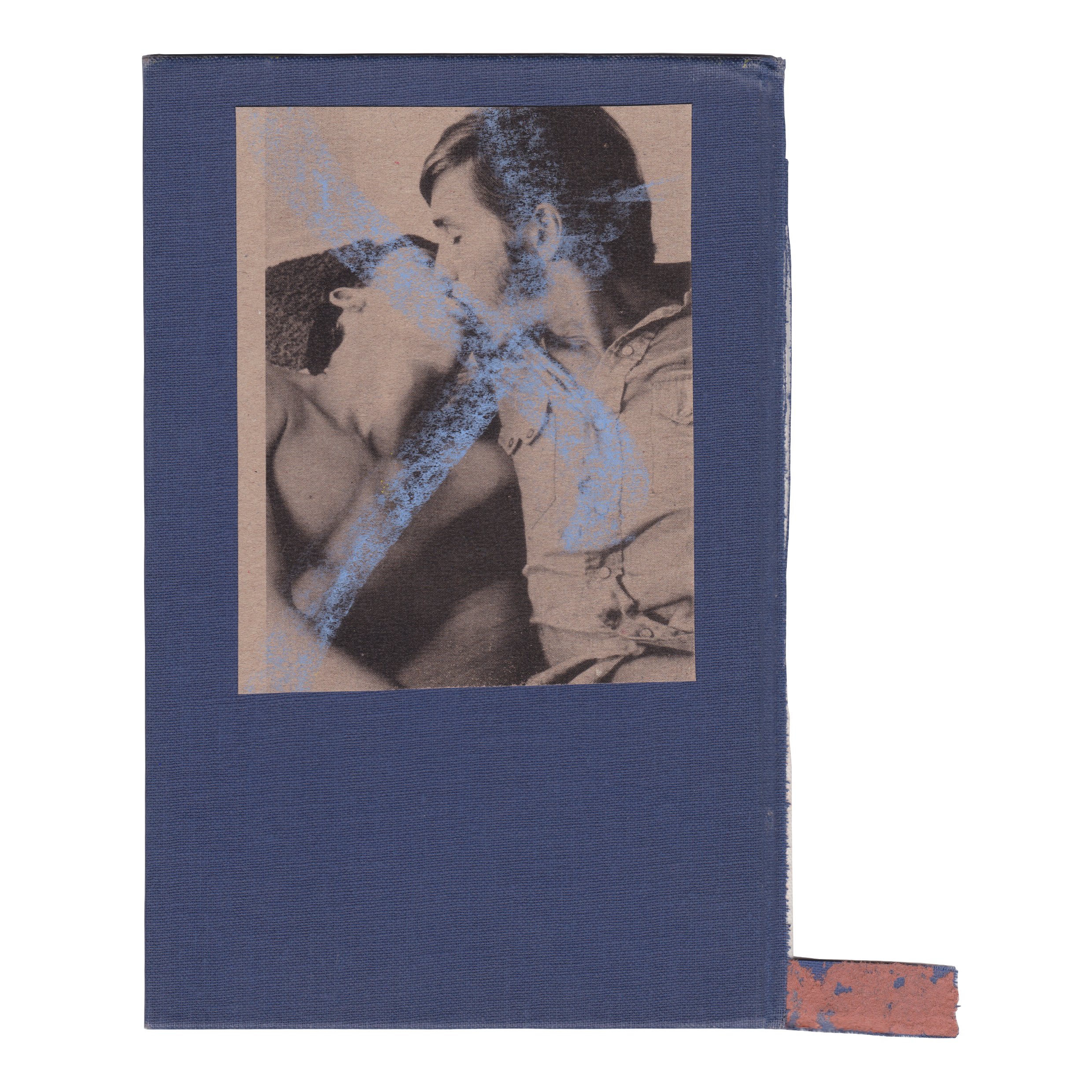  FRAGMENTS - paper collage, crayon on vintage book cover, signed on the back  (2022)  (16x18,9cm) 
