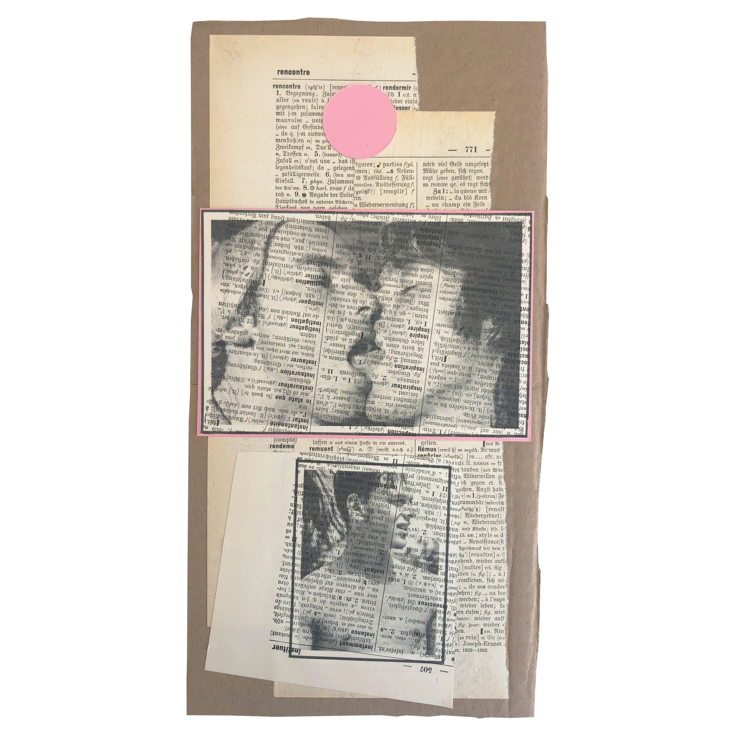  [Untitled] - paper collage, vintage paper on cardboard, signed on the back  (2022)  (16,1x31,6cm) 