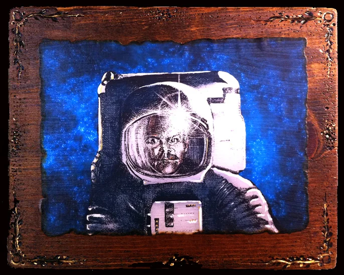 "Infinity For Now" 2014, 6" x 7", hand-colored print on wood