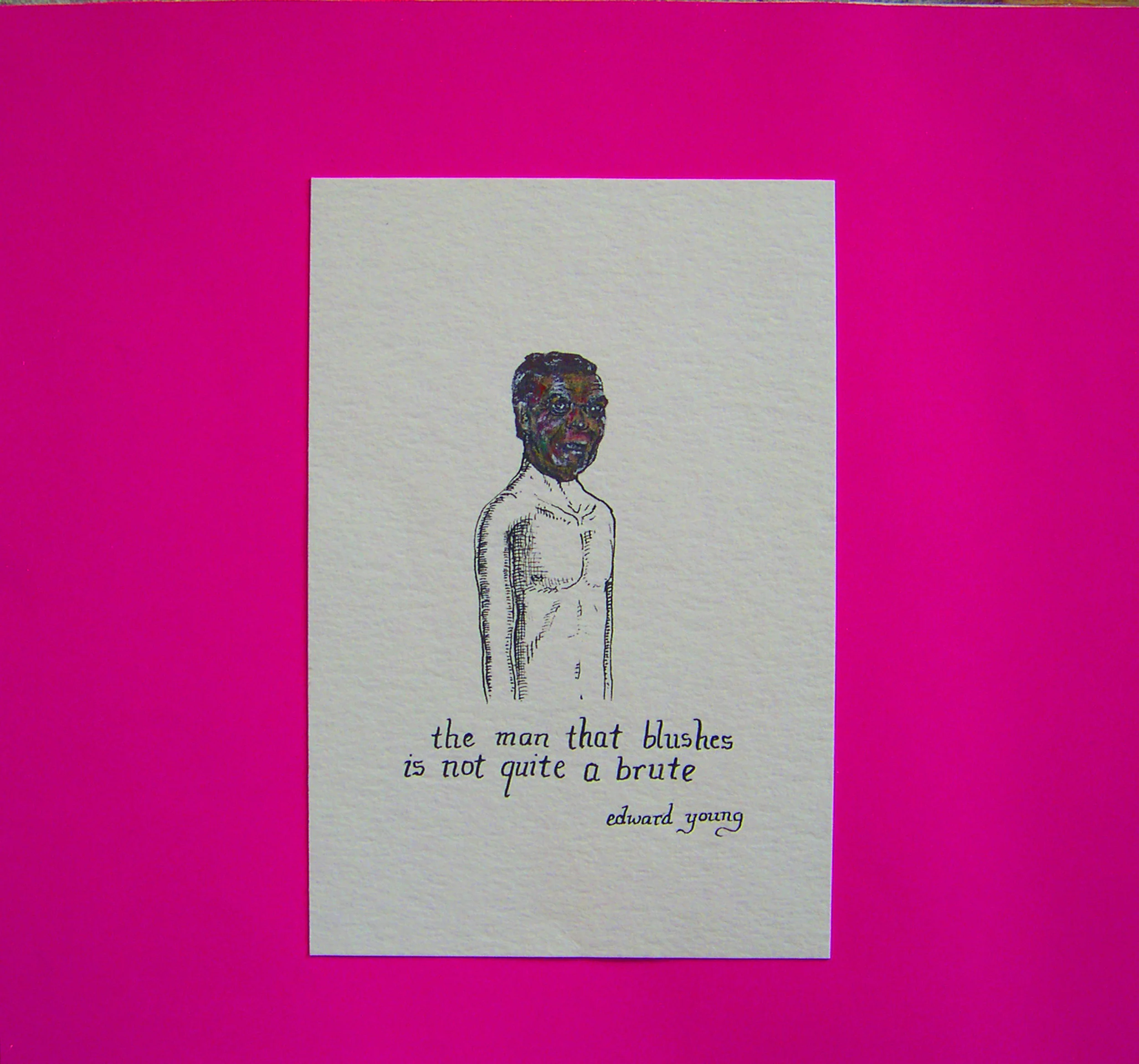 The Man That Blushes 2005, ink and colored pencil on paper, 8" x 8"