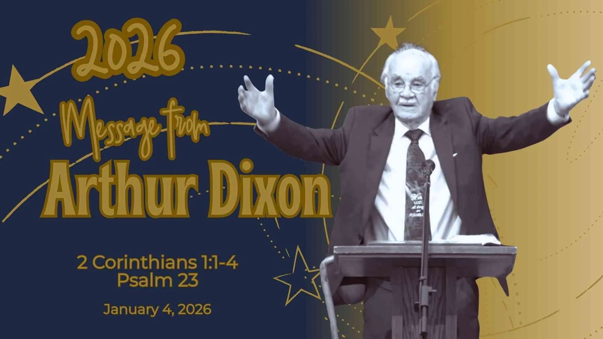 This message speaks openly about seasons of illness, bereavement, and weakness, and about the reality of depression in our lives.  Drawing from Scripture and personal encounters, Arthur speaks of  clinical depression, and spiritual depression, which 