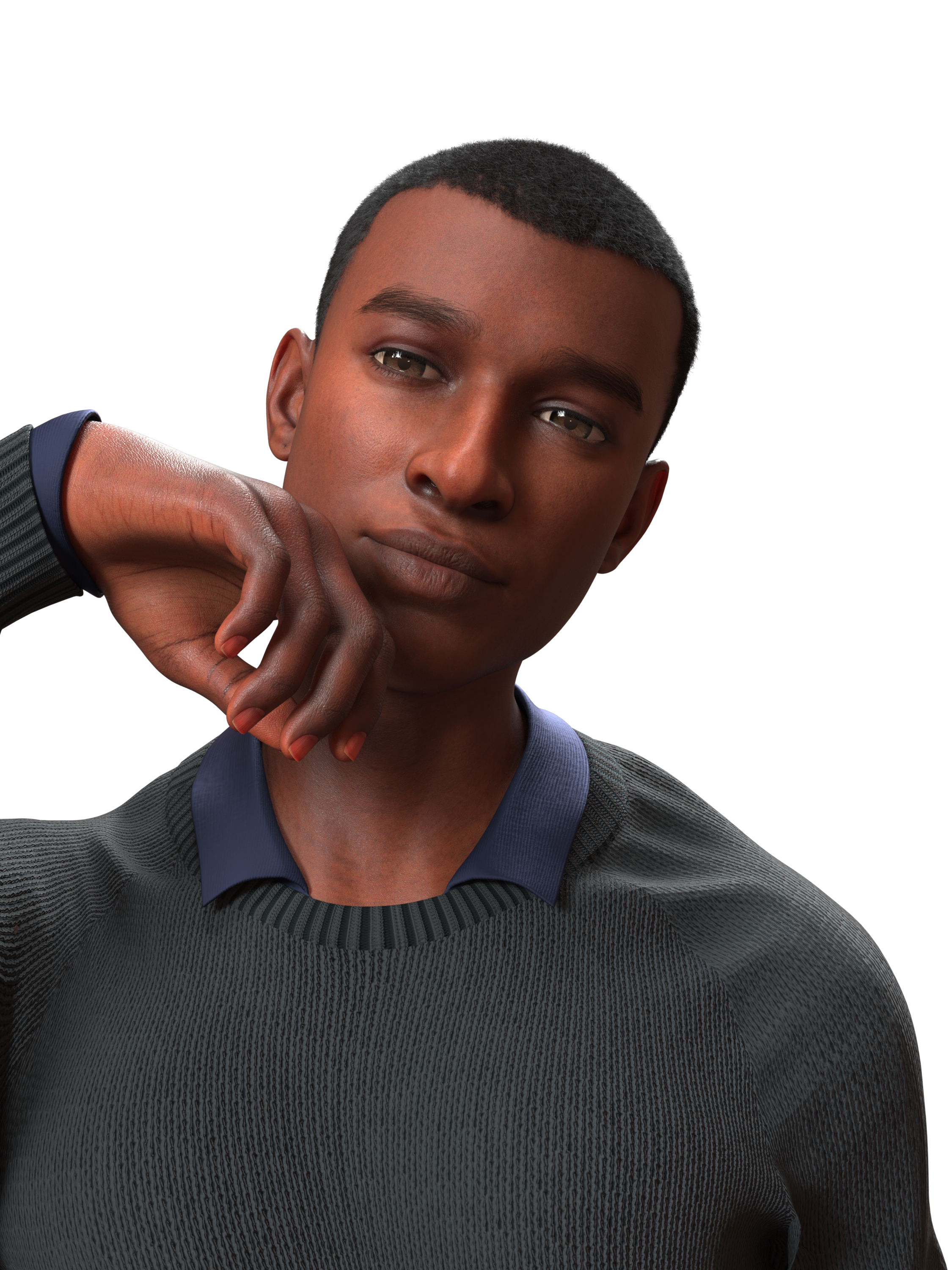 Cartoon Guy with Short, Textured Hair