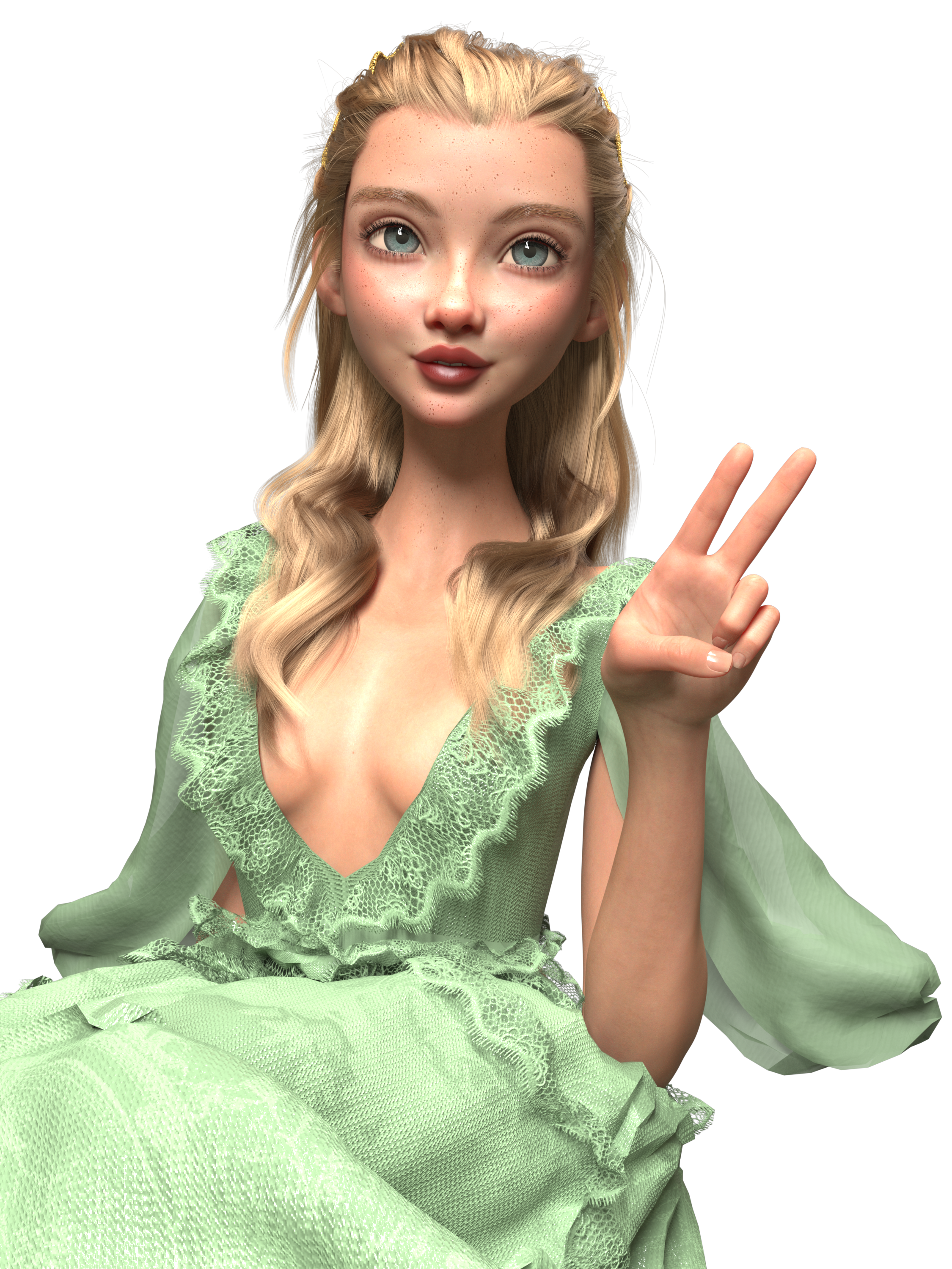 Cartoon Girl with Long Blonde Hair