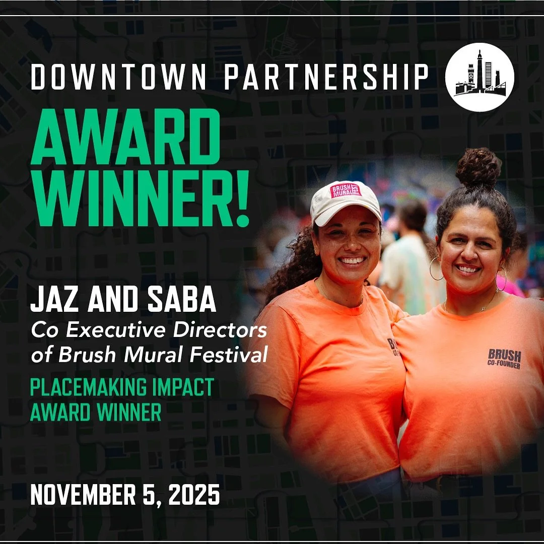 Honored to be recognized, on behalf of @brushmuralfest , by @DowntownBaltimore at this year&rsquo;s Annual Meeting, celebrating the people, partnerships, and purpose driving Baltimore&rsquo;s revitalization!

Join us on Nov. 5, at the M&amp;T Bank Ex