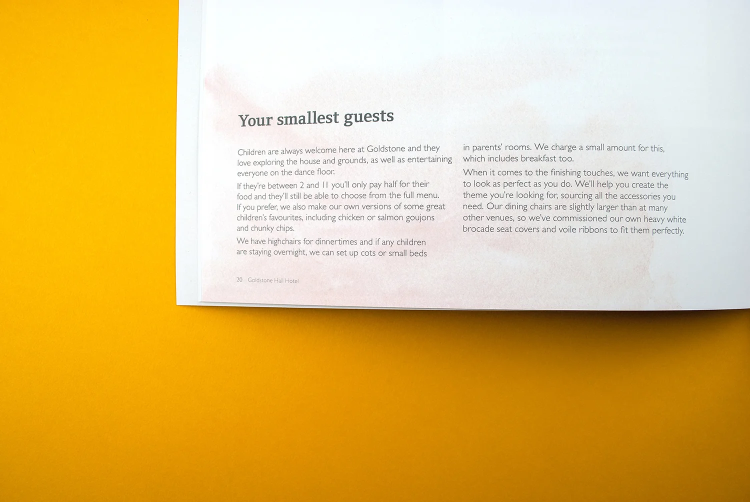 Goldstone Hall Wedding brochure