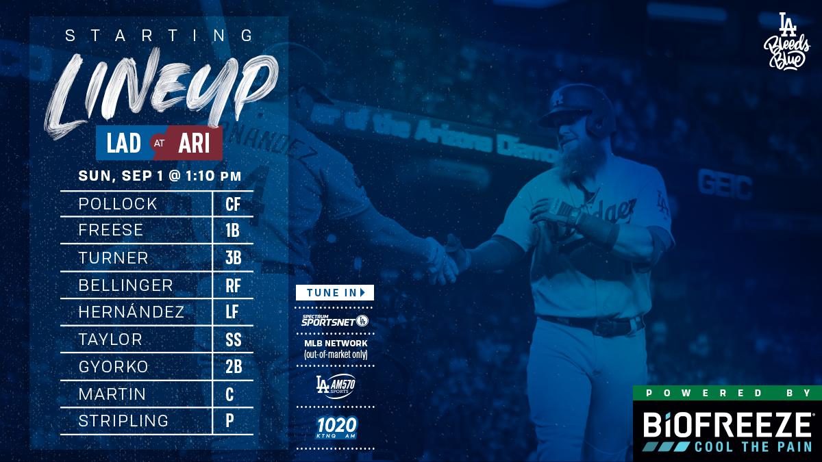Dodgers lineup in the final game of the 4-game series.