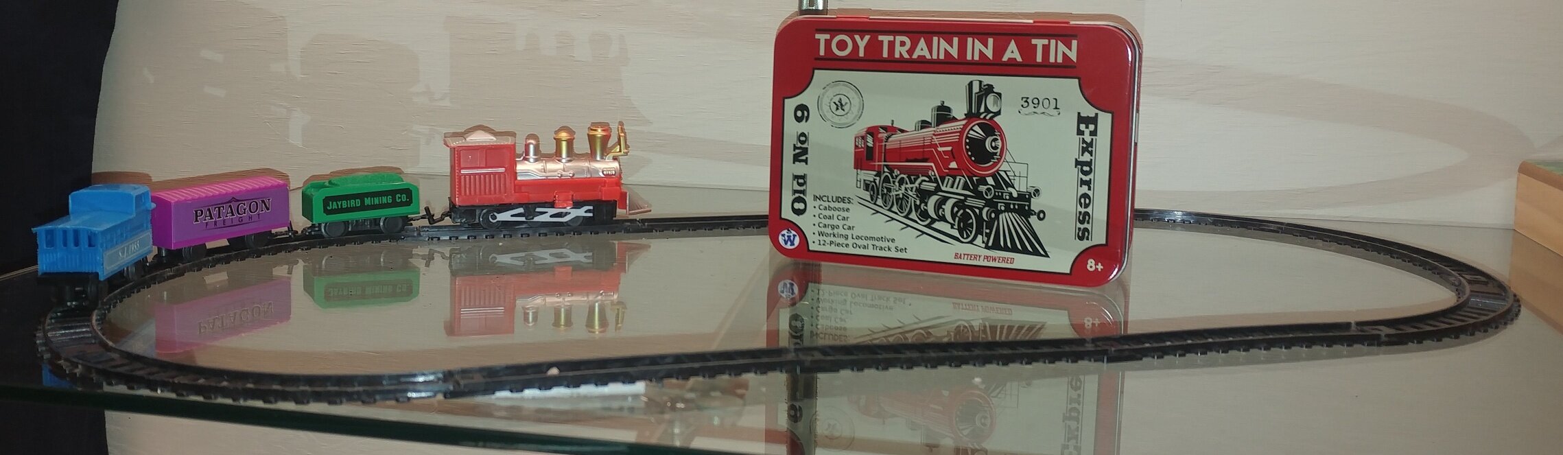 toy train in a tin