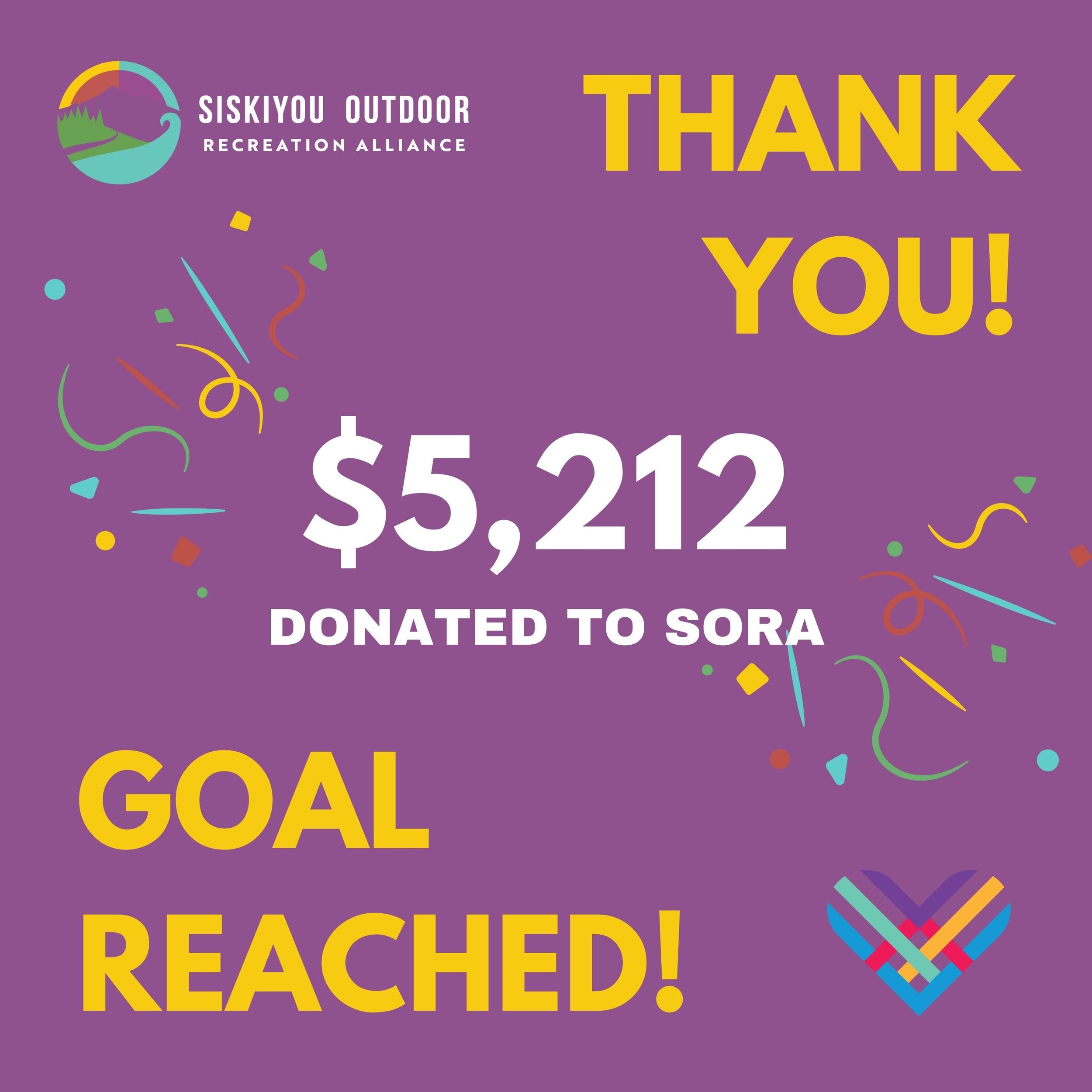 Over $5,000 donated to SORA through this year's Giving Tuesday!