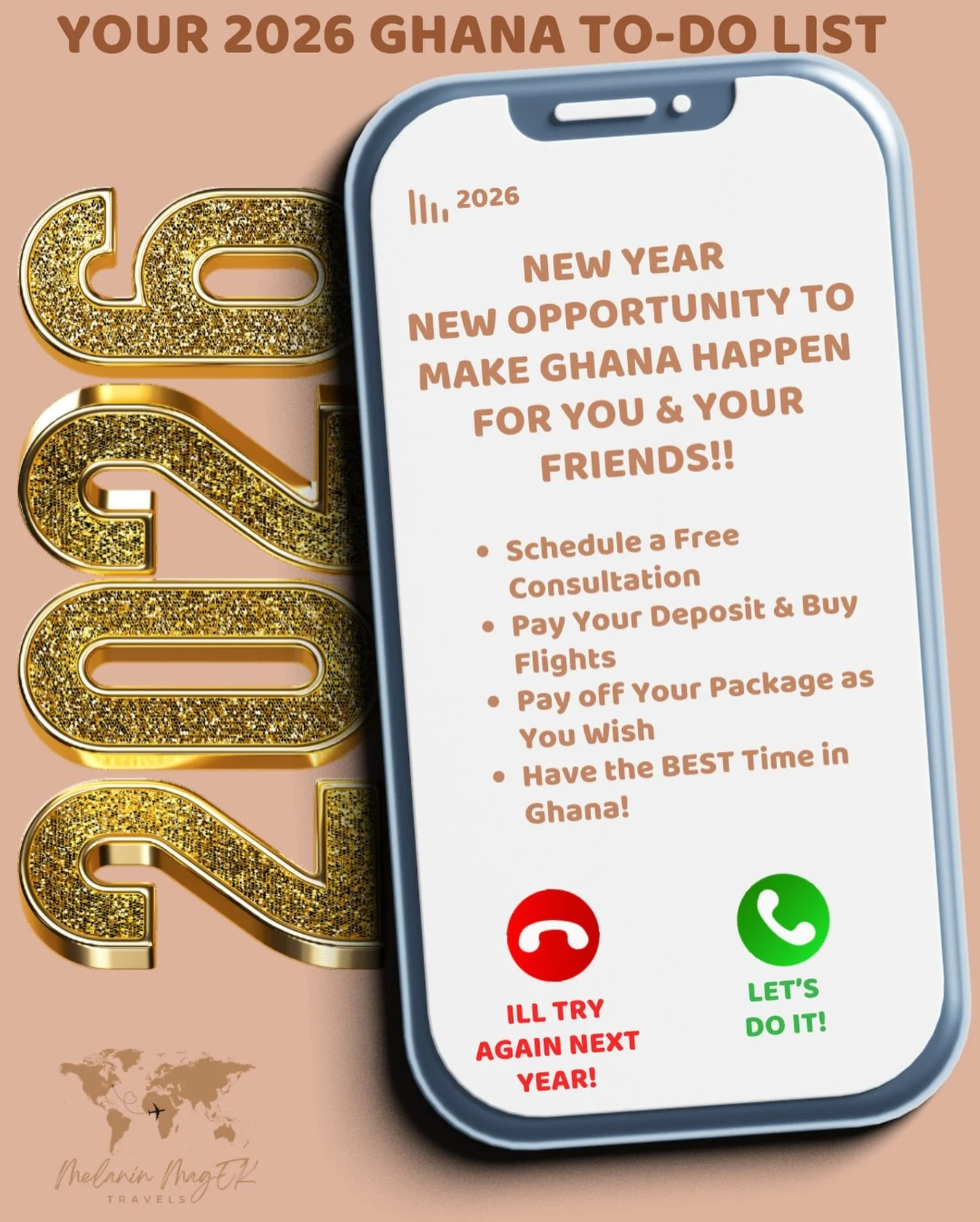 Everyone&rsquo;s in Ghana right now living their best life 🇬🇭✨
And no&hellip; you don&rsquo;t have to be sad scrolling

You can start planning your Ghana trip right now with Melanin MagEK Travels 💛

Let&rsquo;s hop on a FREE consultation where I&r