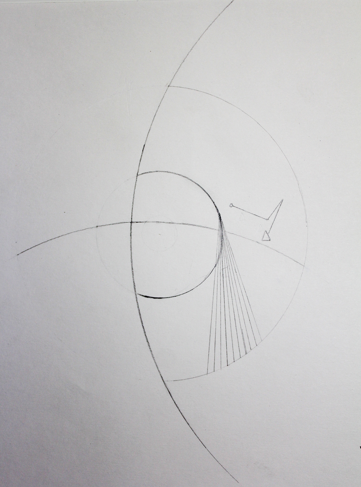  Abstract geometry based on recorded flight patterns.  Pencil on paper 