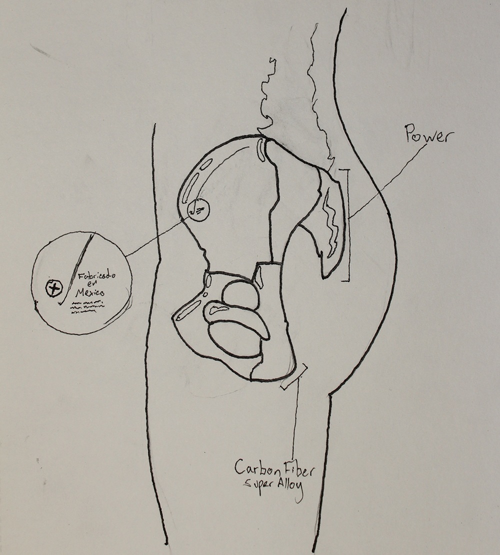  Body modification concept.  Pen on paper 