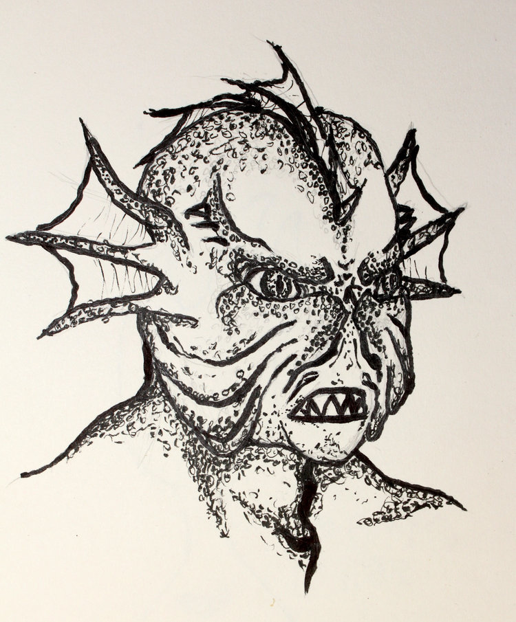  Monster concept.  Ink on paper 