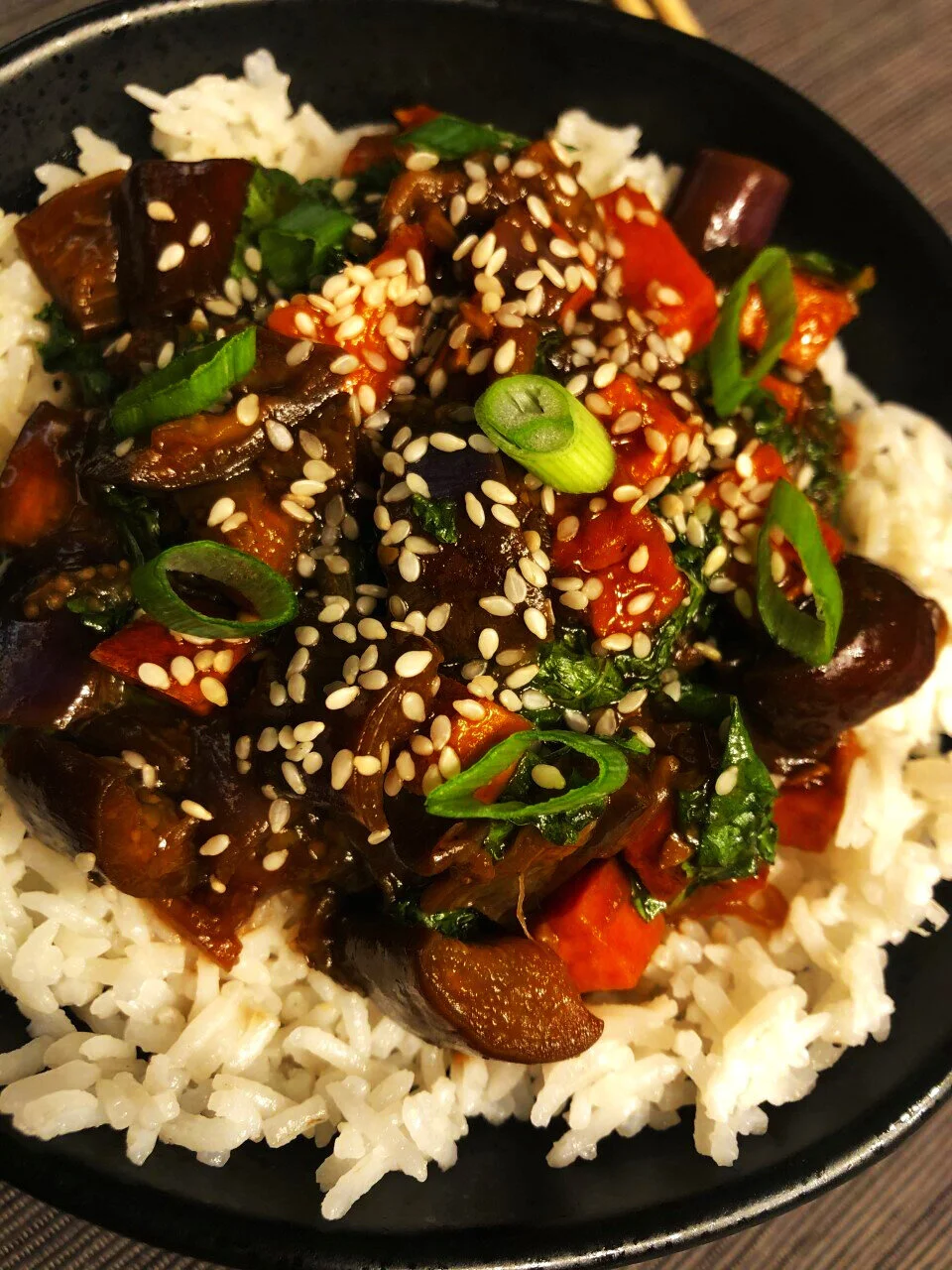 Braised Eggplant Stew with Coconut Rice