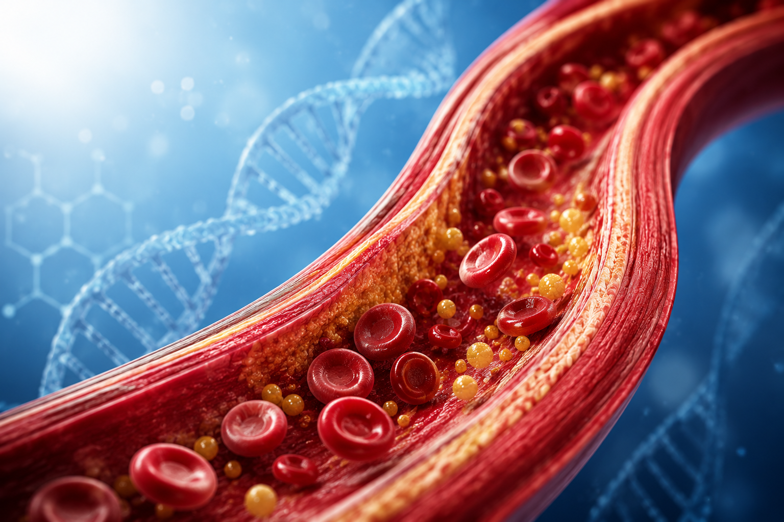 Illustration of blood flowing through an artery
